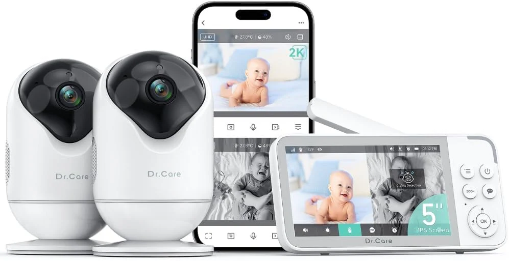 Dr.Care VistaView Slimme WLAN Babyfoon met 2 Camera's, 5