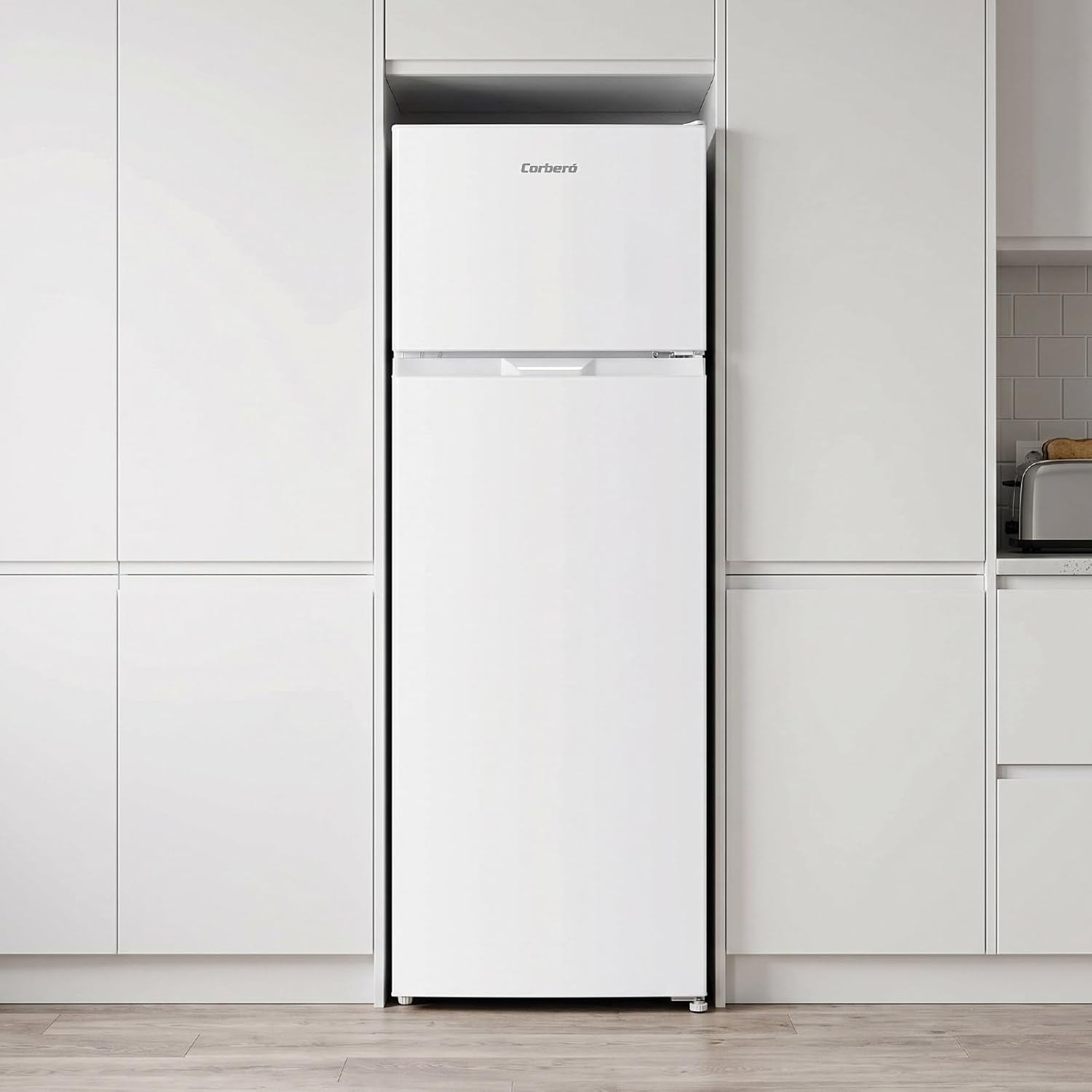 Corberó - Frigorífico 2 Puertas | CF2PH146W | 206 L | 143 cm | Estático | Luz Interior | Control Mecánico | Puerta Reversible | Cajón Crisper | Hueveras y Cubiteras | Blanco