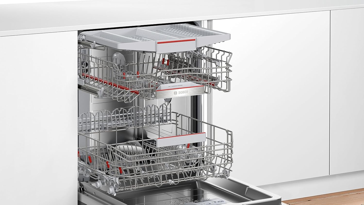 Bosch SMU4ETS08E, Serie 4, Smarter Unterbau-Geschirrspüler 60 cm, Besteckkorb, Spülmaschine mit Programmassistent, besonders Leise, höhenverstellbarer Oberkorb, Automatische Türöffnung, Edelstahl