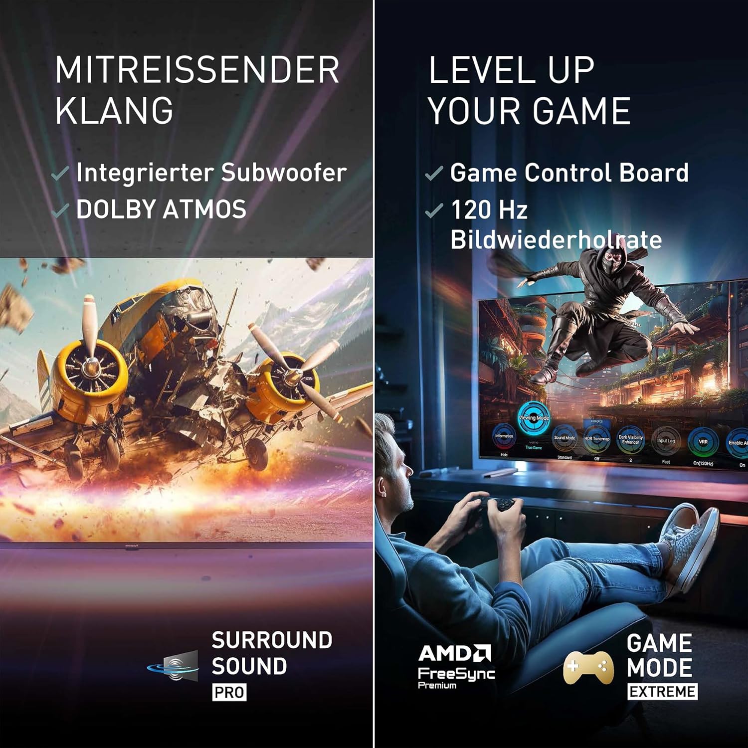 Panasonic Premium TV-50W85BEZ, W85B Serie, 50 Zoll, 4K Ultra HD QLED Smart TV, 2025, 120 Hz, Fire TV, Dolby Vision und Atmos, Game Mode Extreme, Alexa, Apple Support, Bluetooth, Schwarz