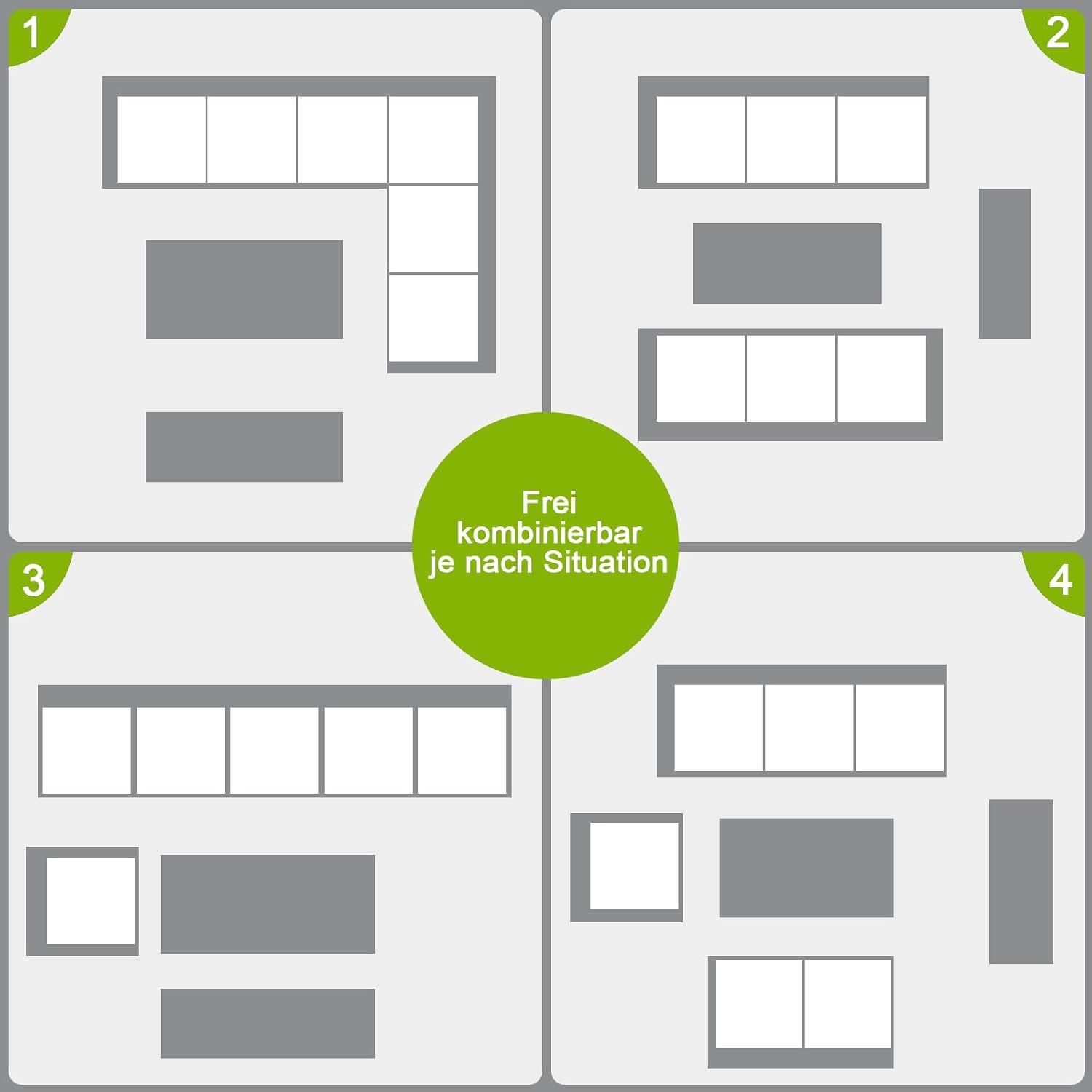 Atenza Aluminium Gartenlounge Set 6-8 Personen, Ecklounge Gartenmöbel-Set mit Ecksofa, Tisch und Sitzbank, Outdoor Lounge mit Sitz- und Rückenkissen für Garten, Terrasse, Balkon (Grau)