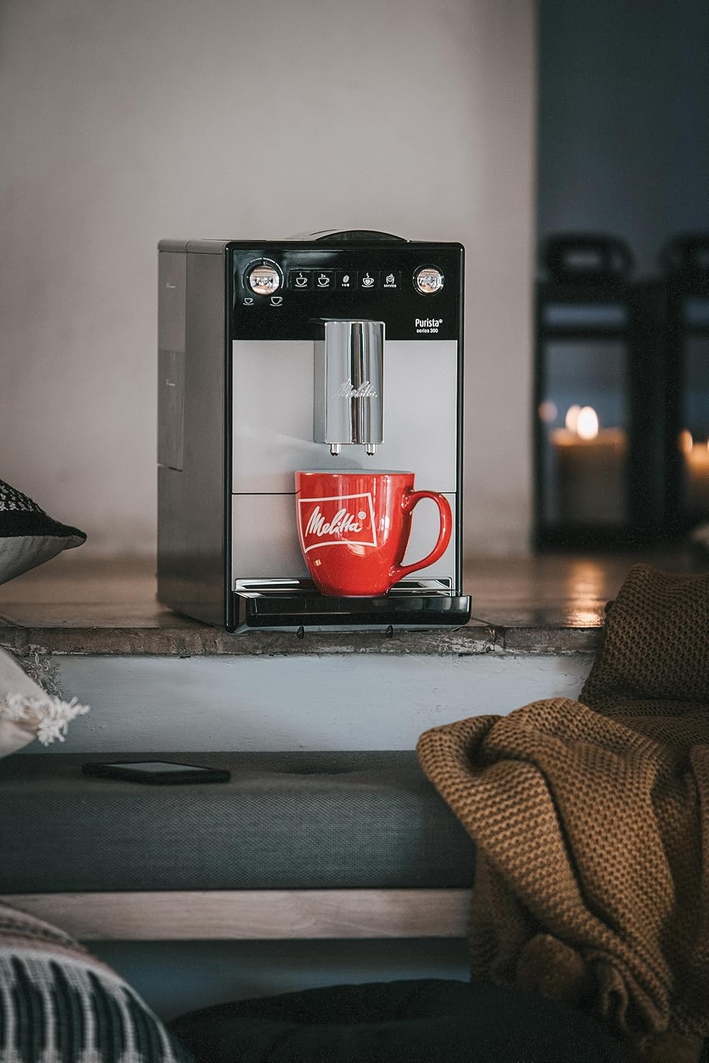 Melitta Purista - Kaffeevollautomat mit Lieblingskaffee-Funktion, Kaffeemaschine mit Mahlwerk und 3-stufig einstellbarer Kaffeestärke, für Kaffee und Espresso, schwarz