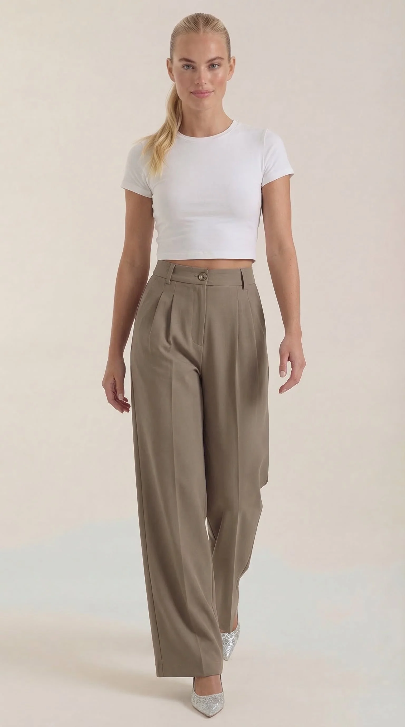 High Waist Stoffhose