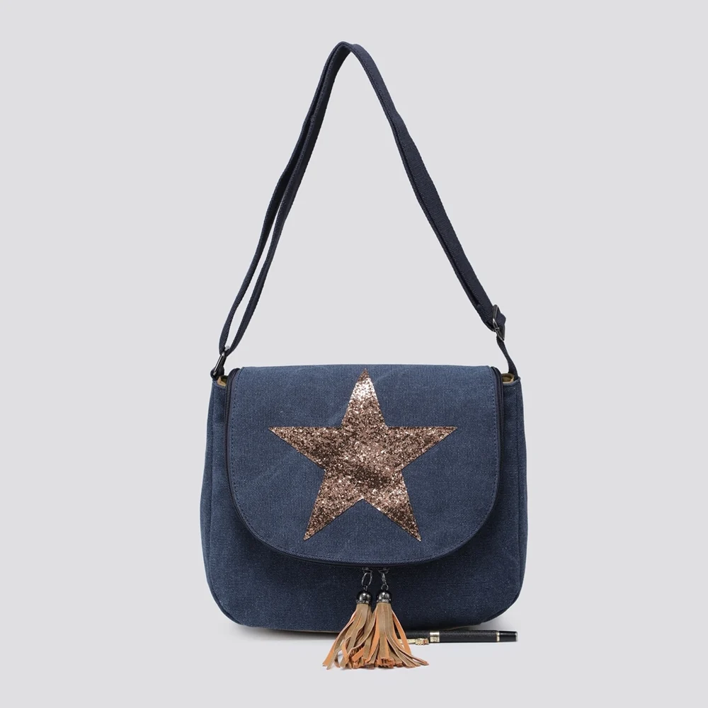 Canvas Saddle Crossbody Bag | Navy