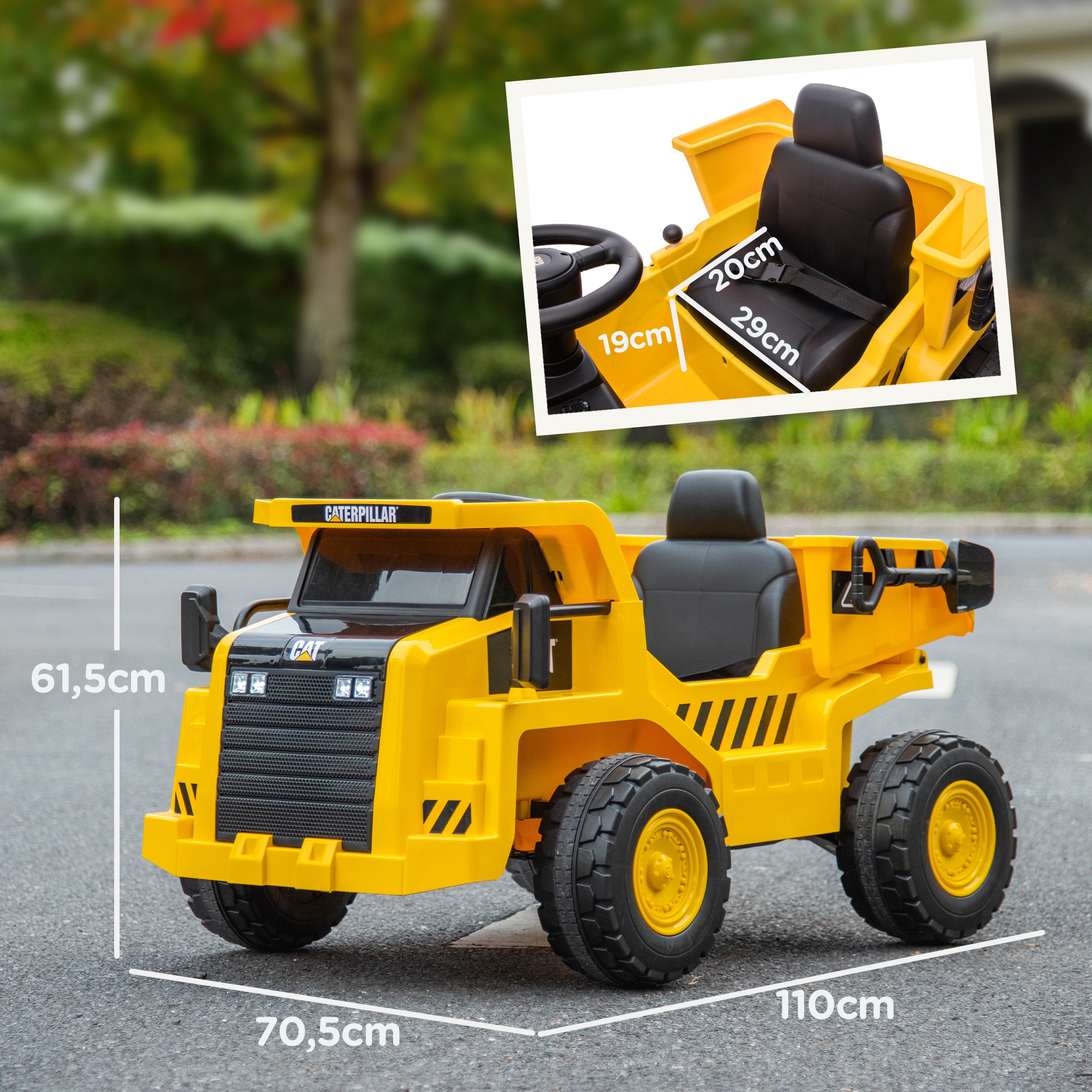 AIYAPLAY Elektrische Kindergraafmachine, Caterpillar Kipper, 3-5 km/u, met Afstandsbediening, 3-6 Jaar, Geel