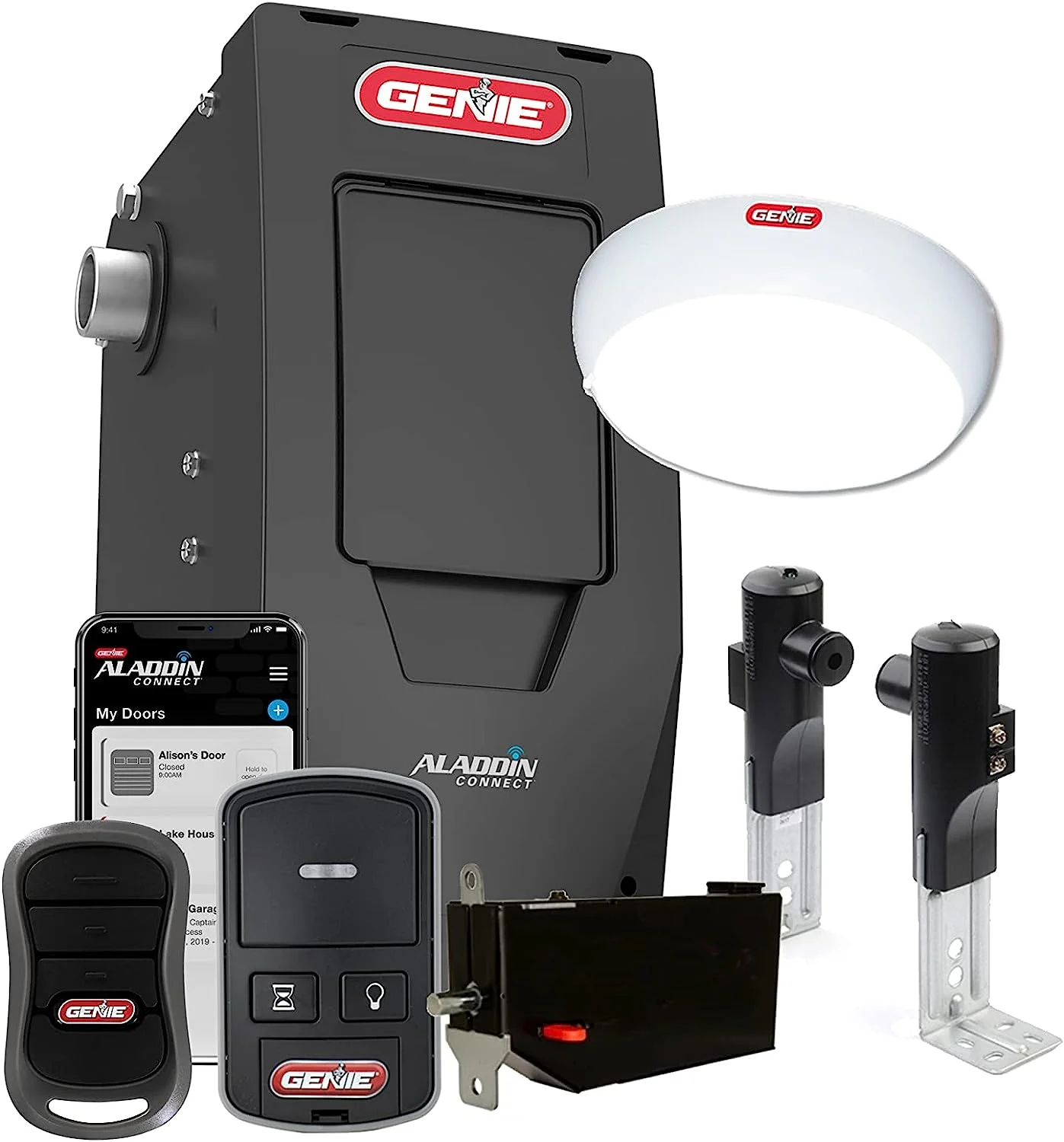 Genie 6172H O Smart Wall Mount Garage Door Opener with Aladdin Connect, Space Saving Design, Quiet 24v DC Motor