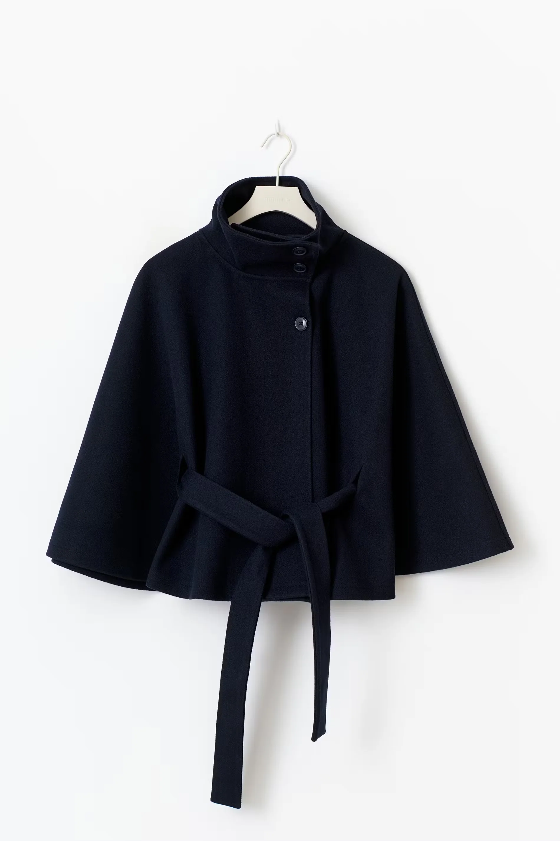 Eleganter Damenmantel mit G��rtel & hohem Kragen