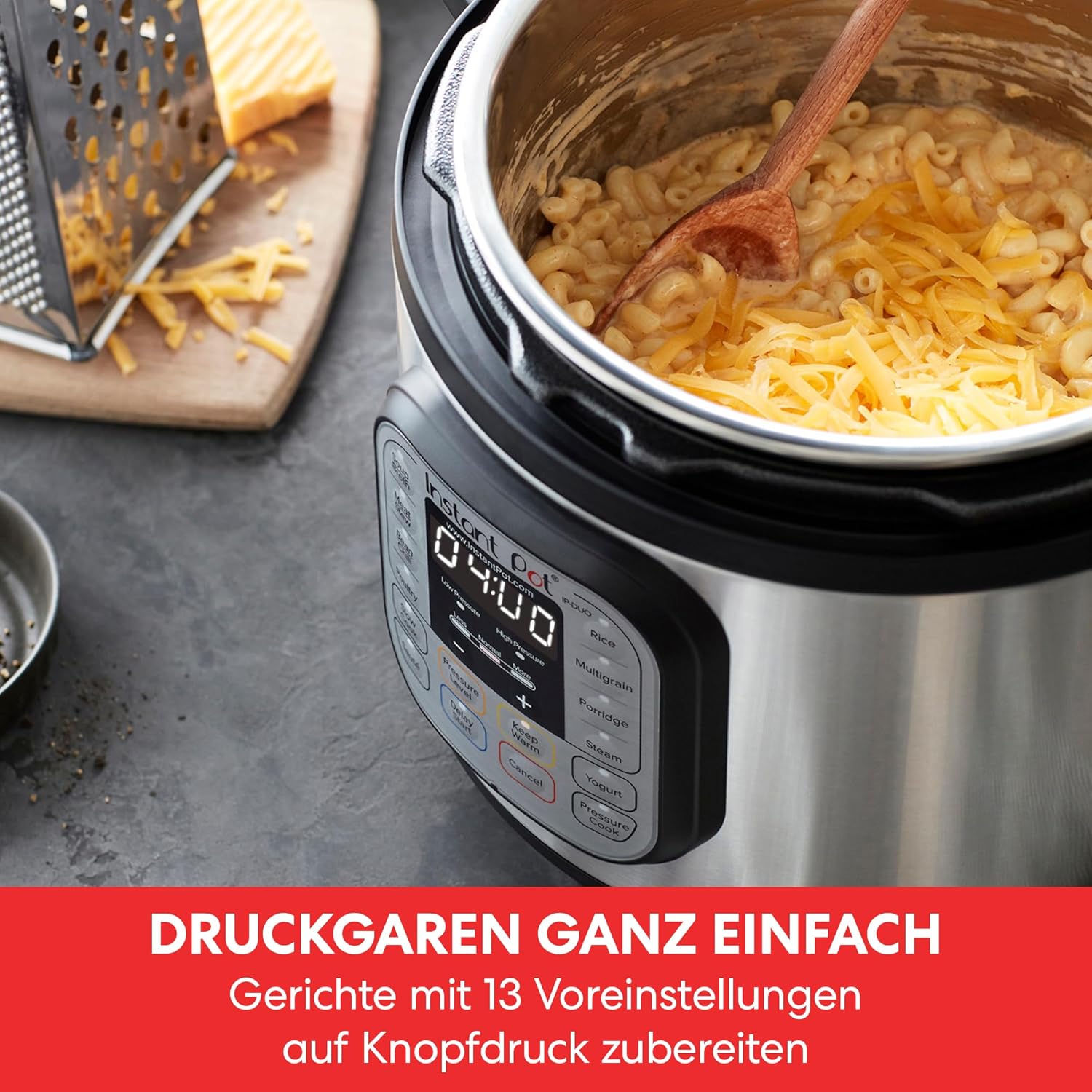 Instant Pot Pro 10-in-1-Elektro-Multikocher 1200 W, 5,7 L – Schnellkochtopf, Schongarer, Reiskocher, Dampfgarer, Sautierpfanne, Sterilisator, Joghurtbereiter, Sous Vide Gert – Schwarzer Edelstahl