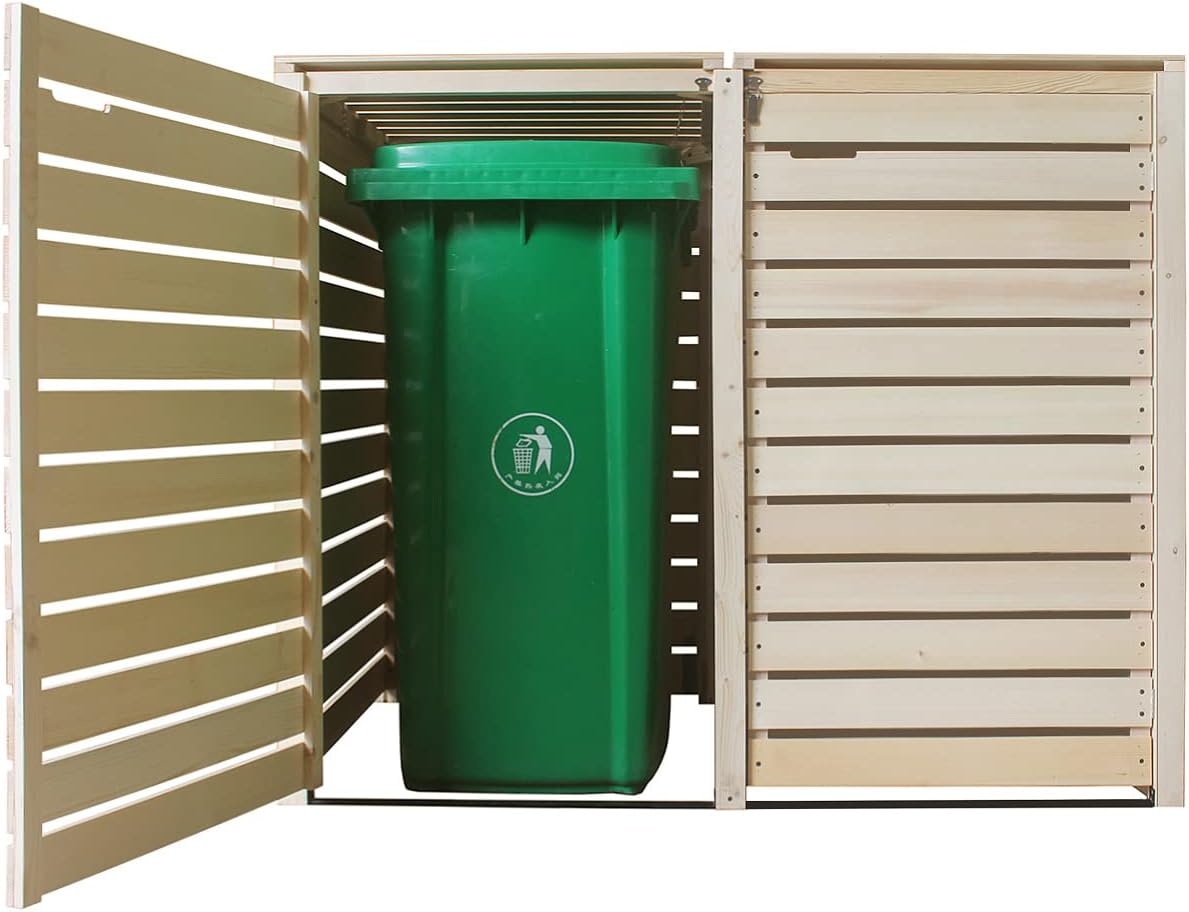 Mülltonnenbox Mülltonnenverkleidung Mülltonnecontainer für 2 Tonnen Holz 120L - 240L Natur mit Rückwand Hamburg