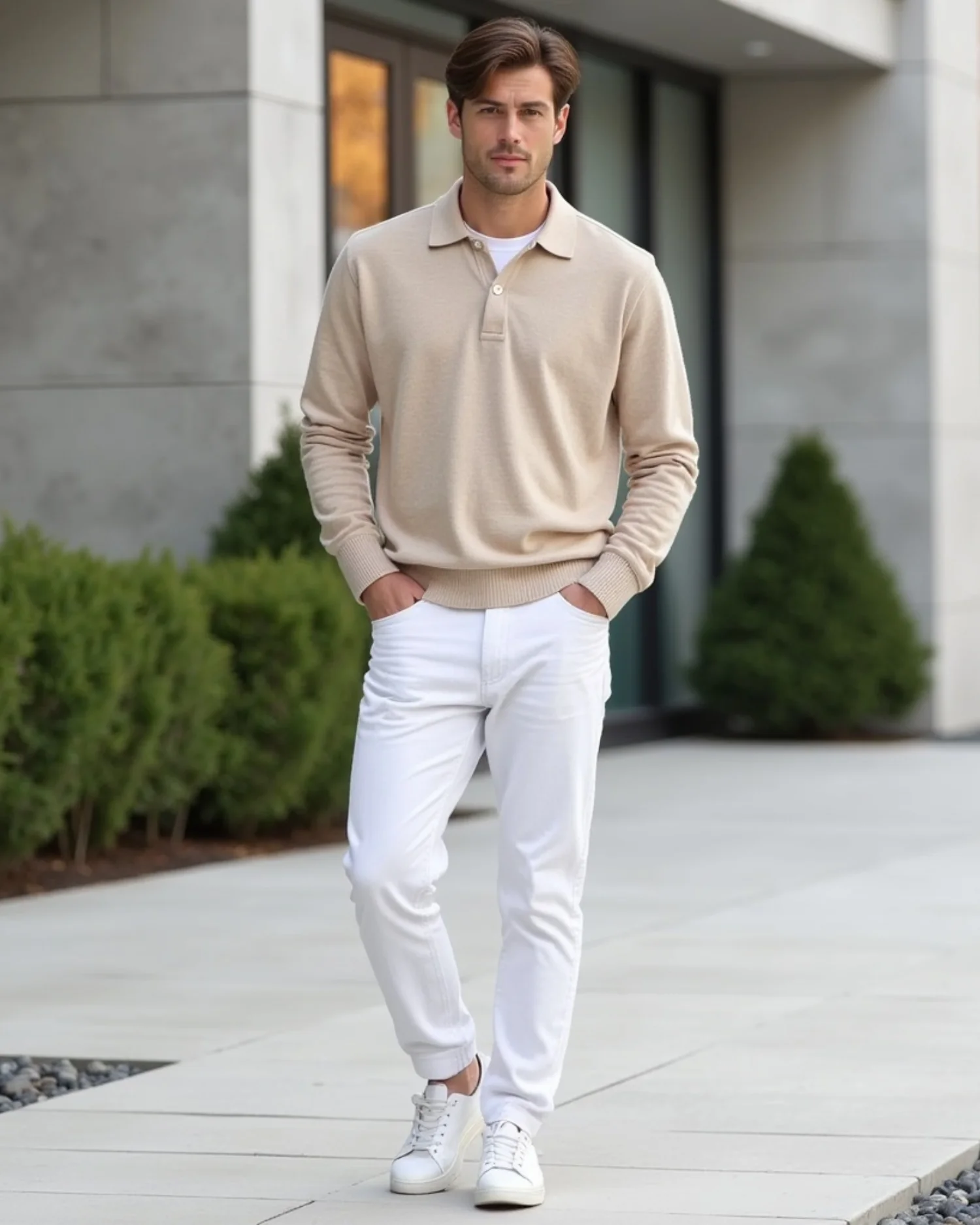 Langarm-Poloshirt f��r Herren mit Knopfleiste