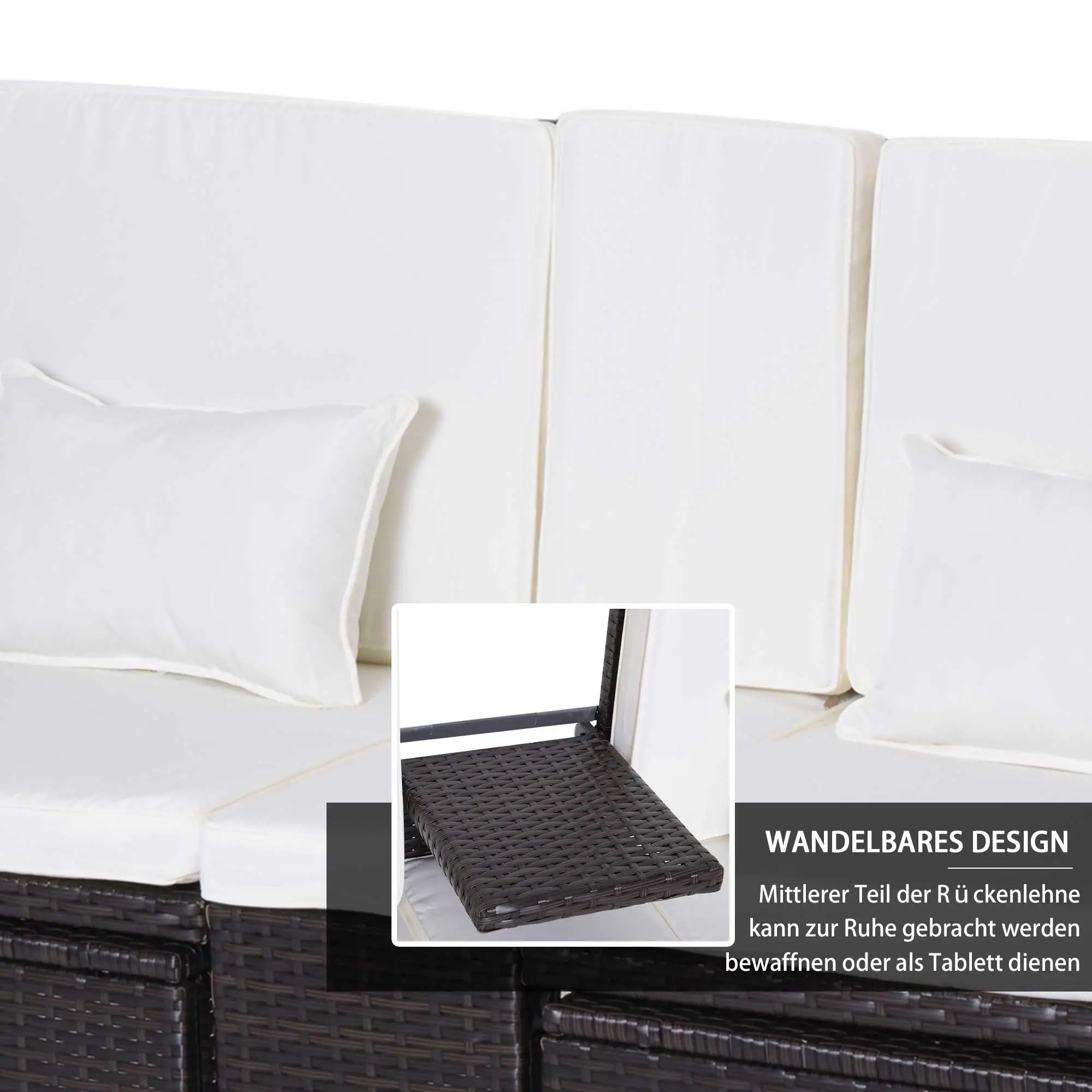 Outsunny polyrattan tuinset 3-delig met poef kussens outdoor