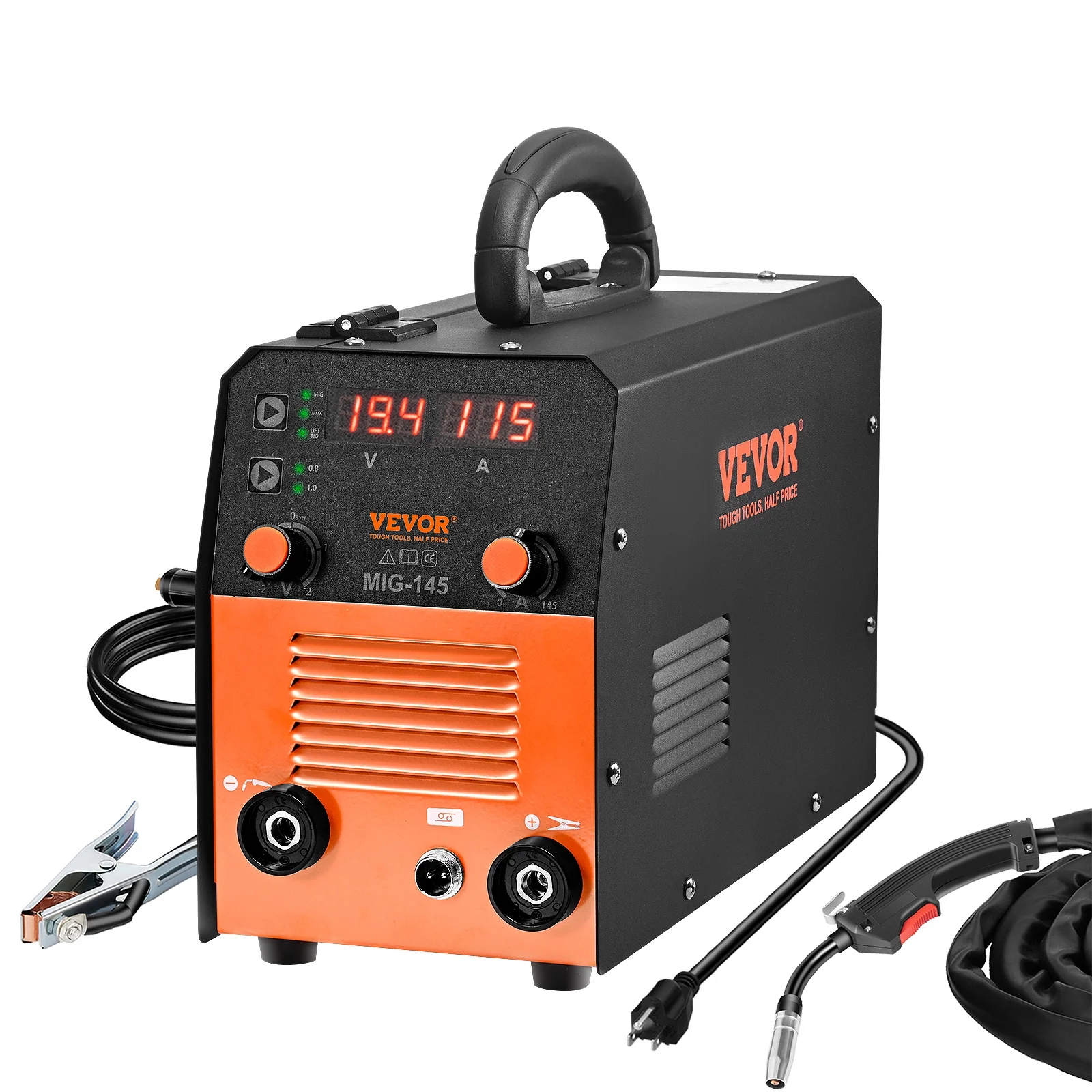 2025 VEVOR 3-in-1 MIG Lasmachine 145A Combo MIG Zonder Gas/Lift TIG/MMA met Lasmachine, 110V Inverter IGBT en MIG Lanstorchen