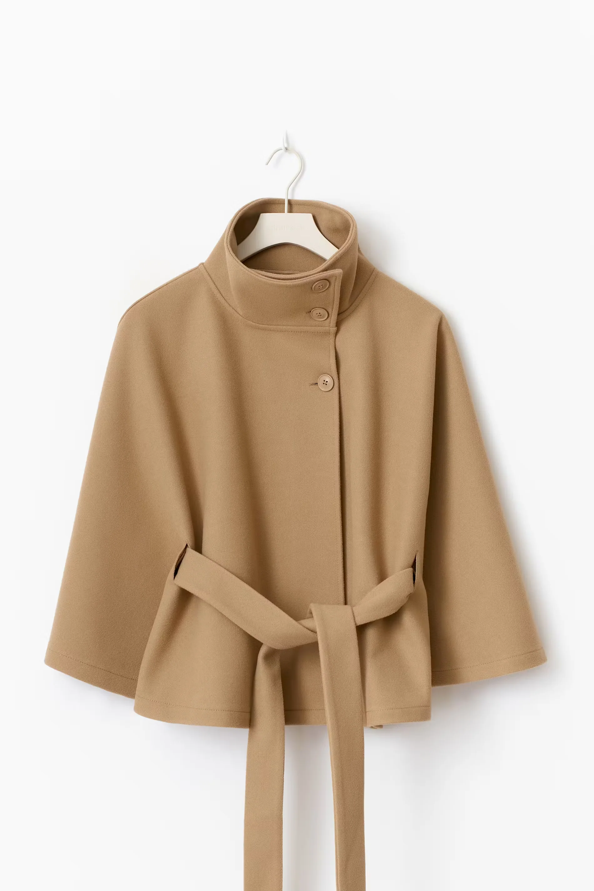 Eleganter Damenmantel mit G��rtel & hohem Kragen