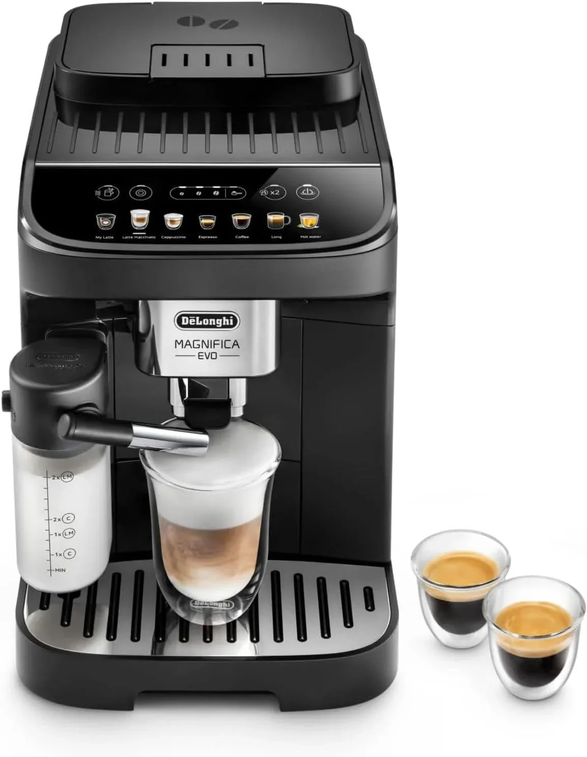 De'Longhi Magnifica Evo Next ECAM312.80.TB, Kaffeevollautomat mit 13 Getr?nken (Cappuccino, Espresso, Latte Macchiato), 2,4'' TFT Farbdisplay, LatteCrema Milchsystem, 2-Tassen-Funktion, Titan