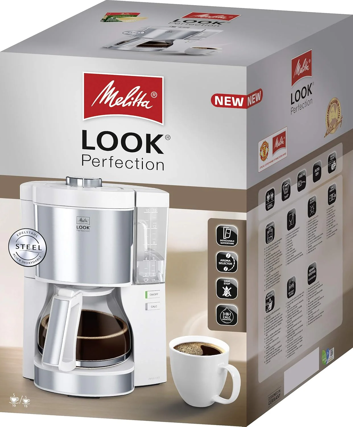 Melitta Look Perfection - Filterkoffiezetapparaat - met thermoskan - druppelstop - 10 kopjes - Zwart (1025-16)