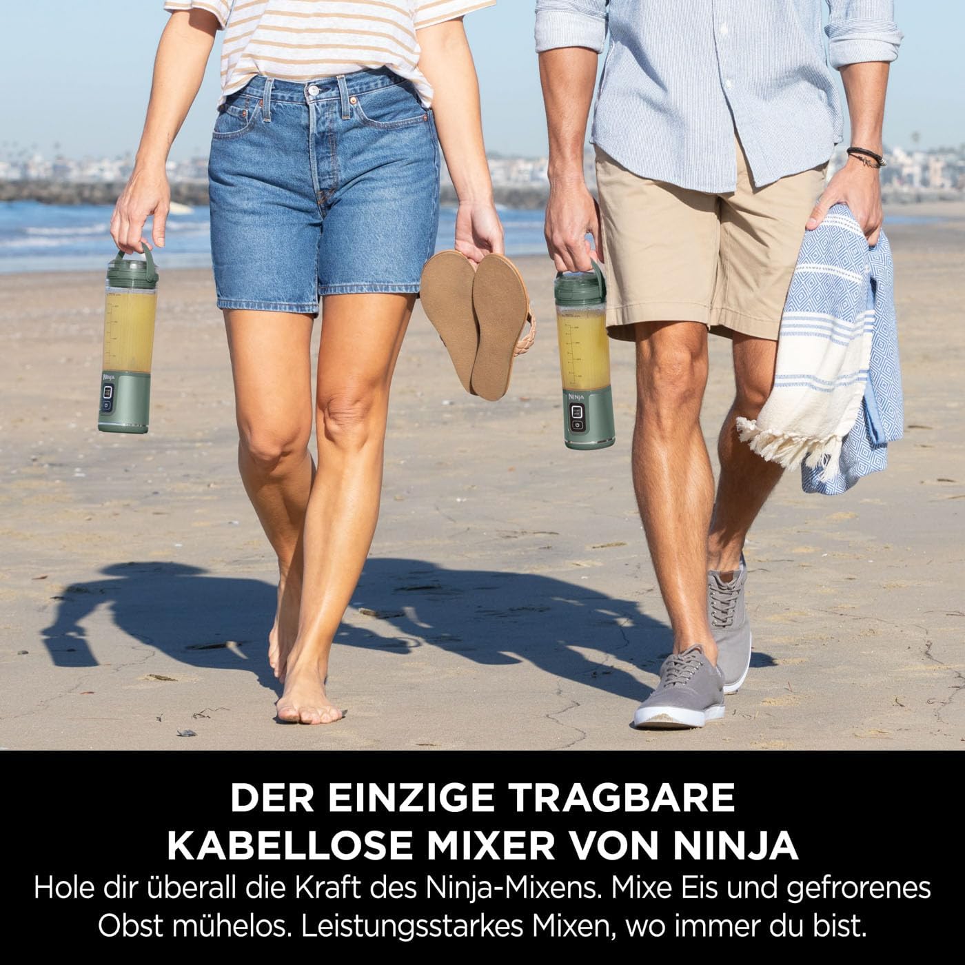 Ninja Blast Tragbarer Mixer / Blender / Smoothie Maker, 530ml Becher, Auslaufsicherer Deckel, Leistungsstarker Mini Standmixer, Kabellos & Wiederaufladbar, Zerkleinert Eis & Obst, Schwarz, BC151EUBK