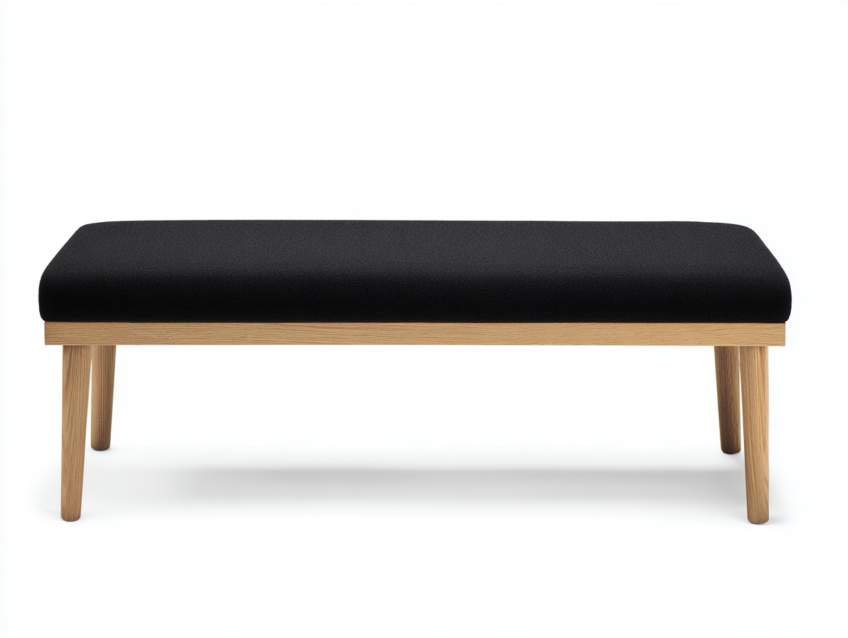 Gartenbank - Holzgestell Stoffpolster - Schwarz - 116x40x45 cm - Modernes Design