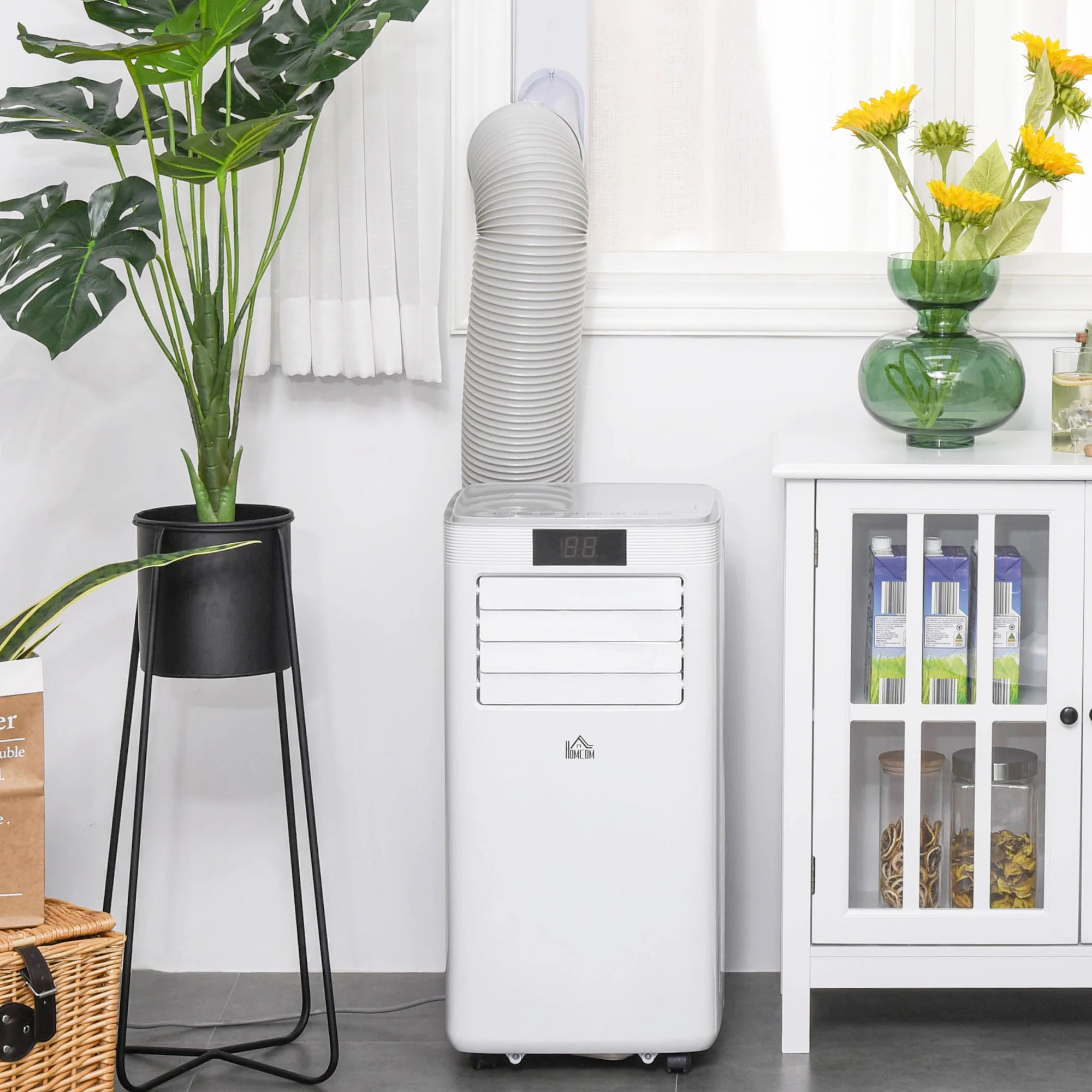 HOMCOM Mobiele airconditioner airconditioner 4 modi afstandsbediening 24u timer ABS wit