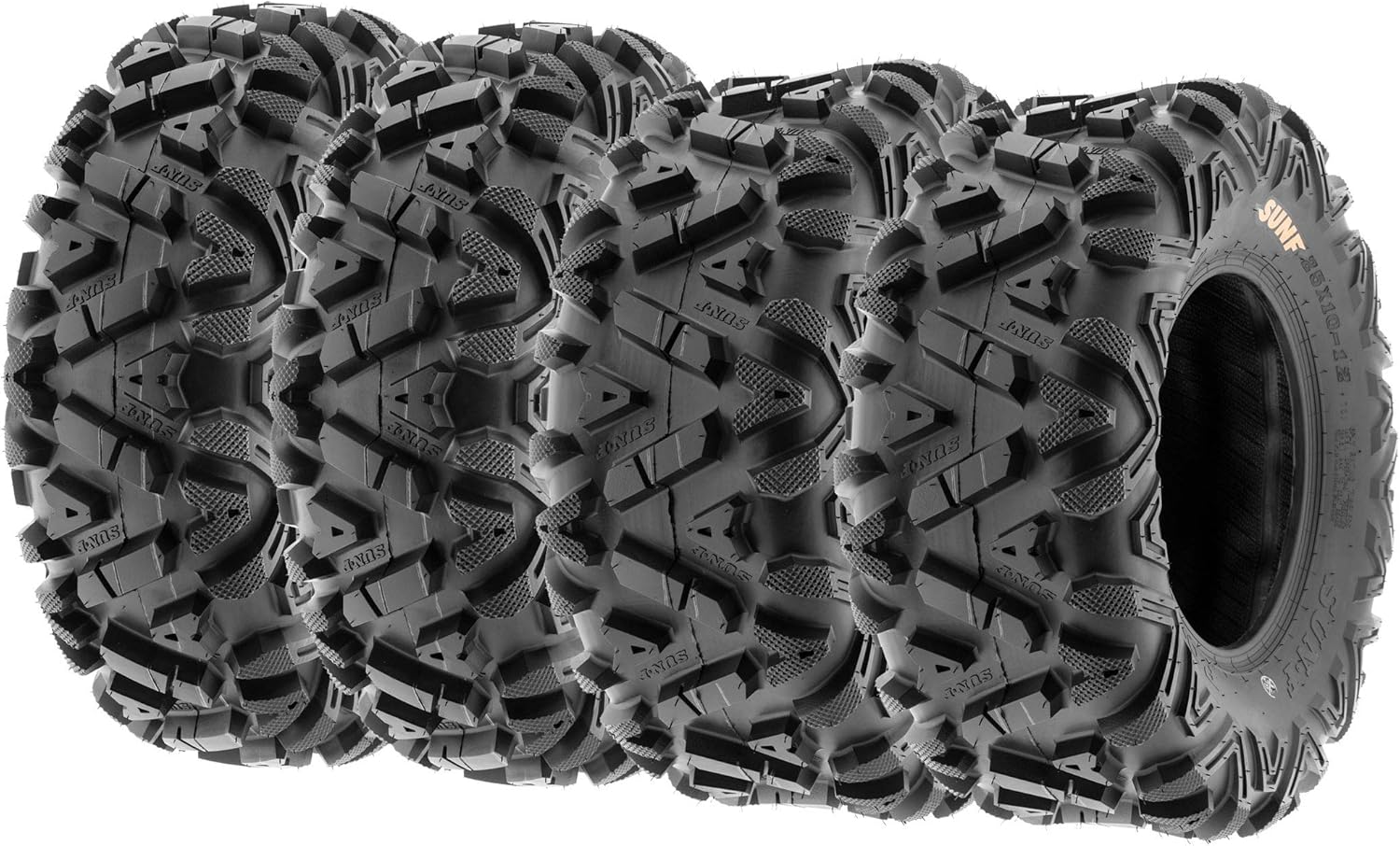 Set of 4 ATV UTV all-terrain Tires 25x8-12 Front & 25x10-12 Rear. 6 PR. Tubeless A033