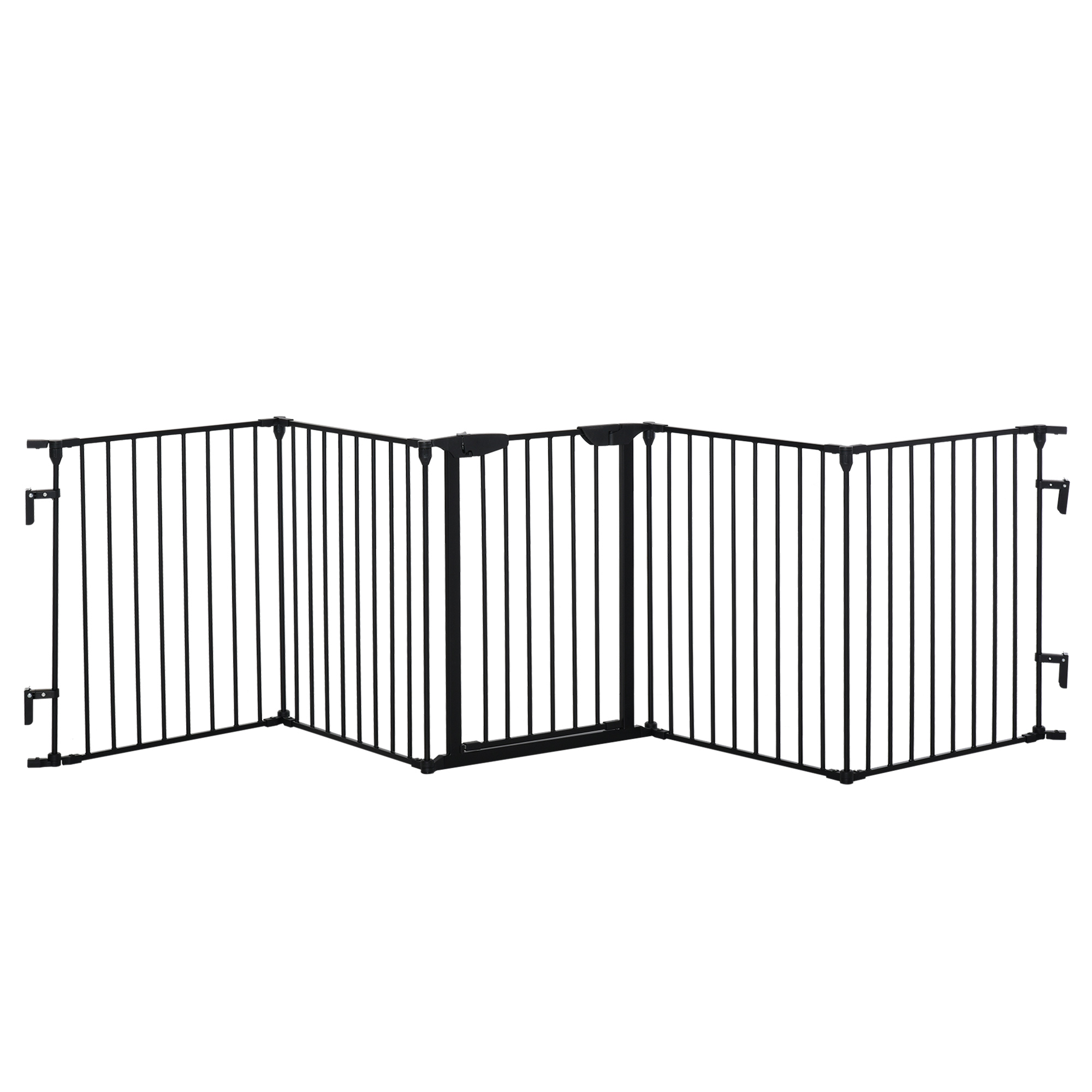 2-in-1 Afsluithek, Huisdieren Speelplaats, Veiligheidshek, Opvouwbaar, Metaal, 300 x 3 x 74,5 cm, Zwart