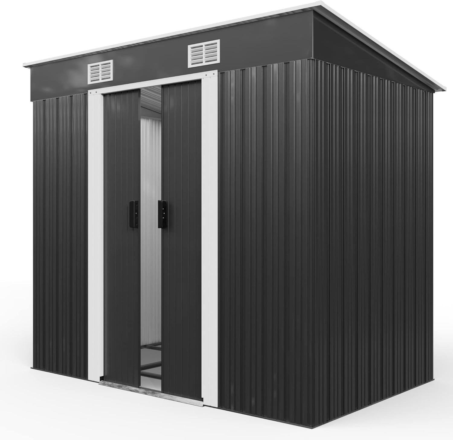 GARDEBRUK® L Metall Gerätehaus 2m² mit Fundament 200x125x185cm Schiebetür Anthrazit Geräteschuppen Gartenhaus 4m³
