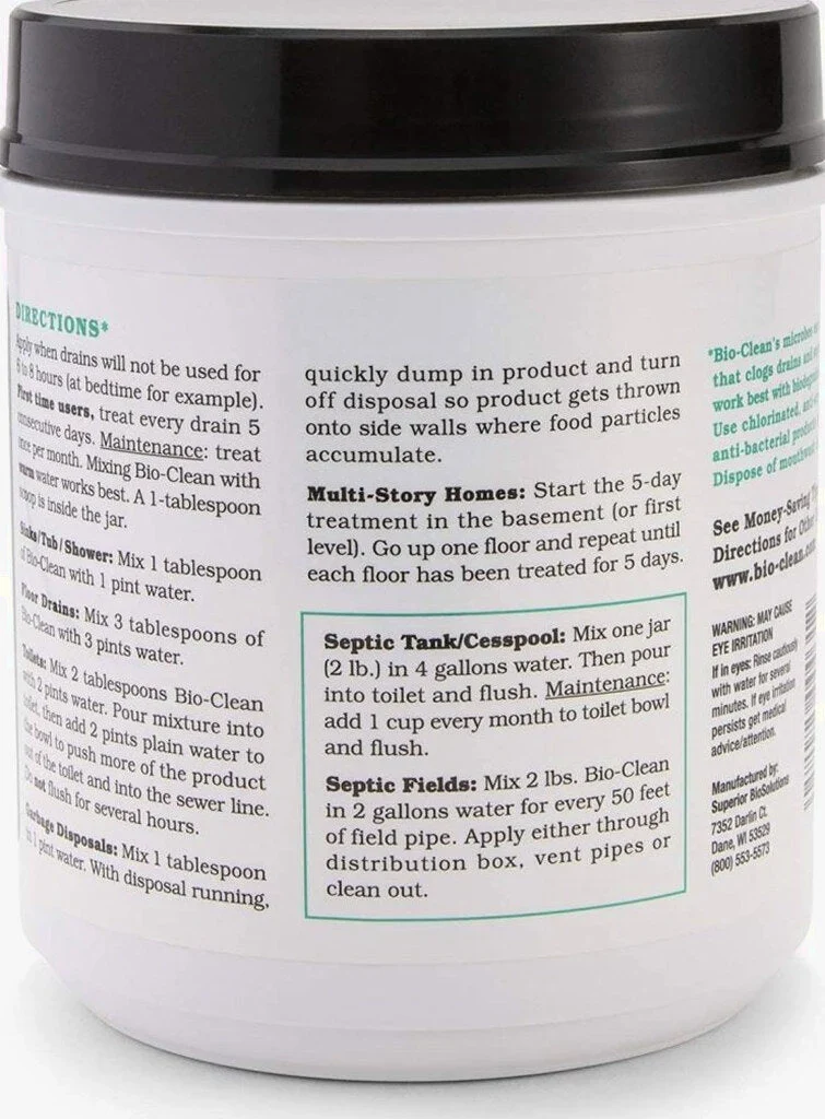 Bio-Clean Natural Drain Cleaner 2lb - Enzyme-Based, Eco-Friendly, 100 Treatments, Safe for Septic Tanks & Grease Traps