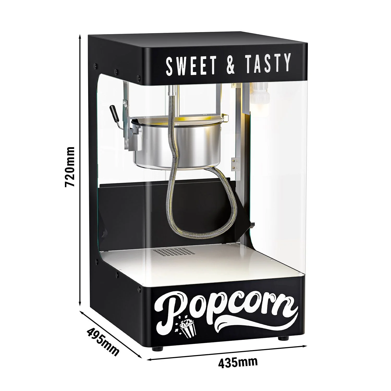Popcornmaskin - 1,31 kW - med 1 kjele - svart