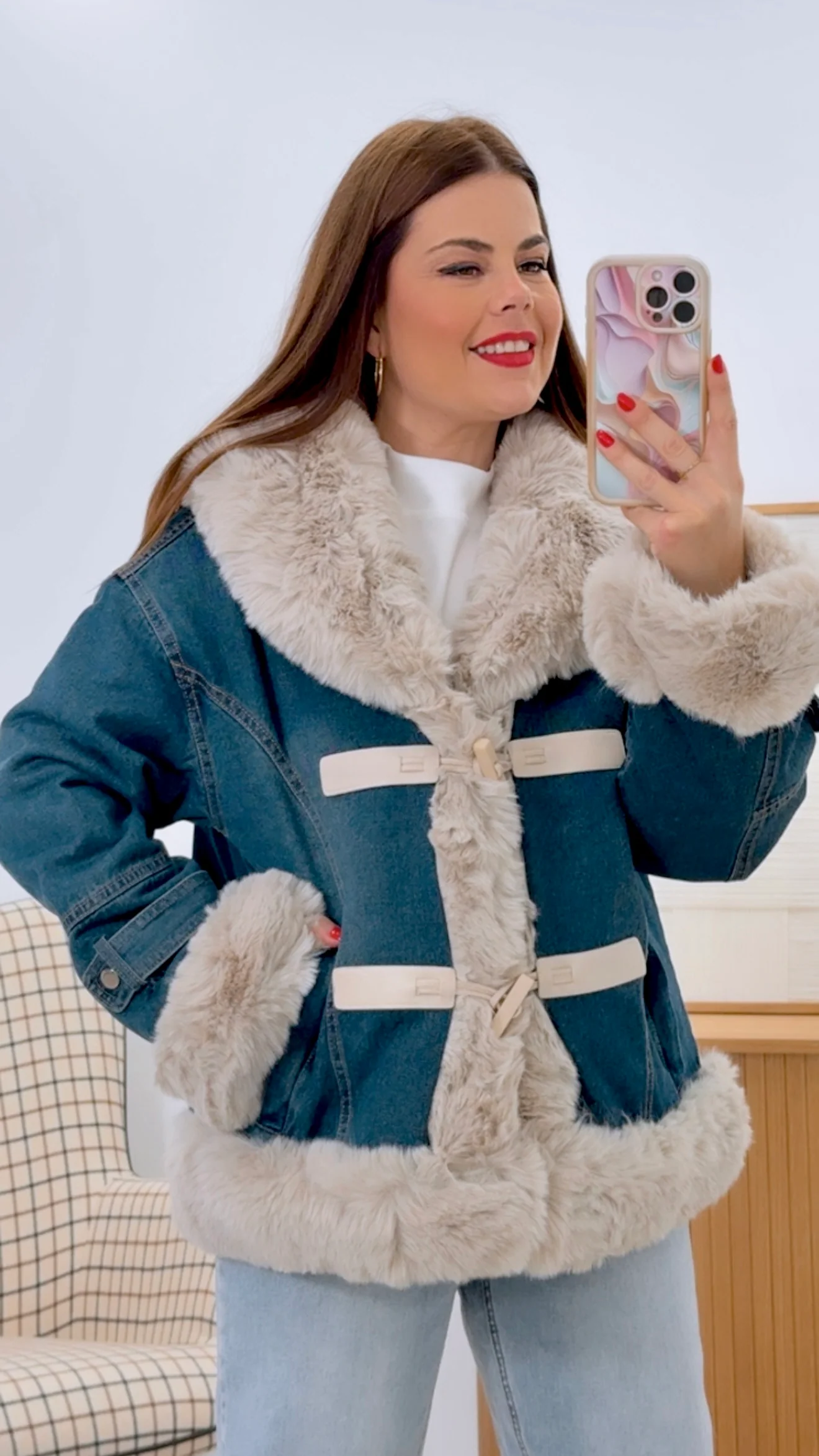 CHAQUETA DENIM + PELO