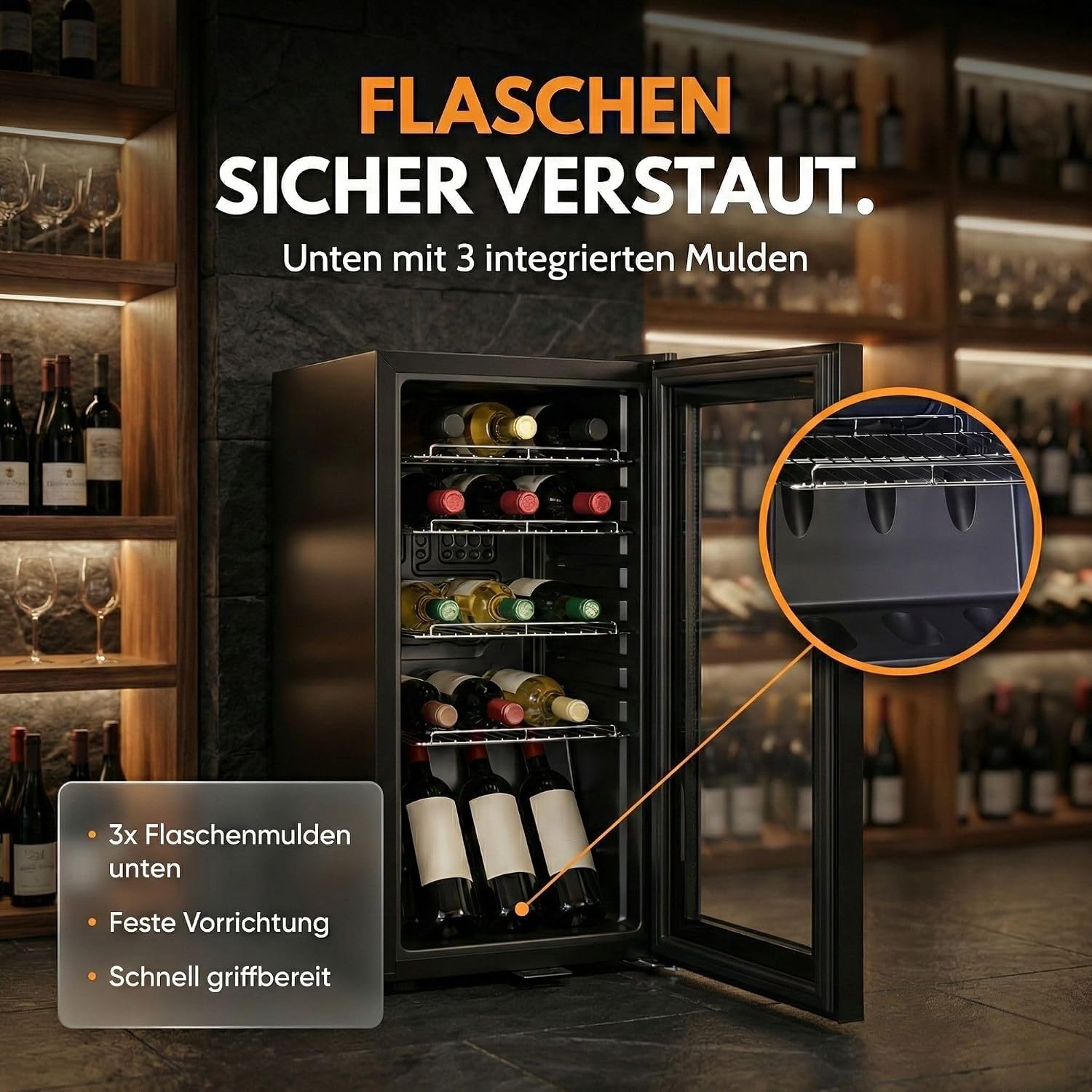 Sommertal Getränkekühlschrank 50L – Mini Kühlschrank schwarz mit Glastür, Touchscreen & LED | Kleiner Flaschenkühlschrank abschließbar & leise für Büro, Zuhause, Bar, Kellerbar & Minibar