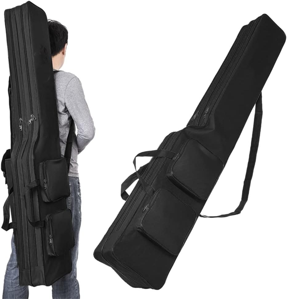 Zweilagige 130 cm Angelruten- und Rollentasche, Angelruten-Ausrüstung, Tackle-Werkzeug, Tragetasche, Aufbewahrungstasche, Organizer, Angel-Abdeckungstasche (grün)