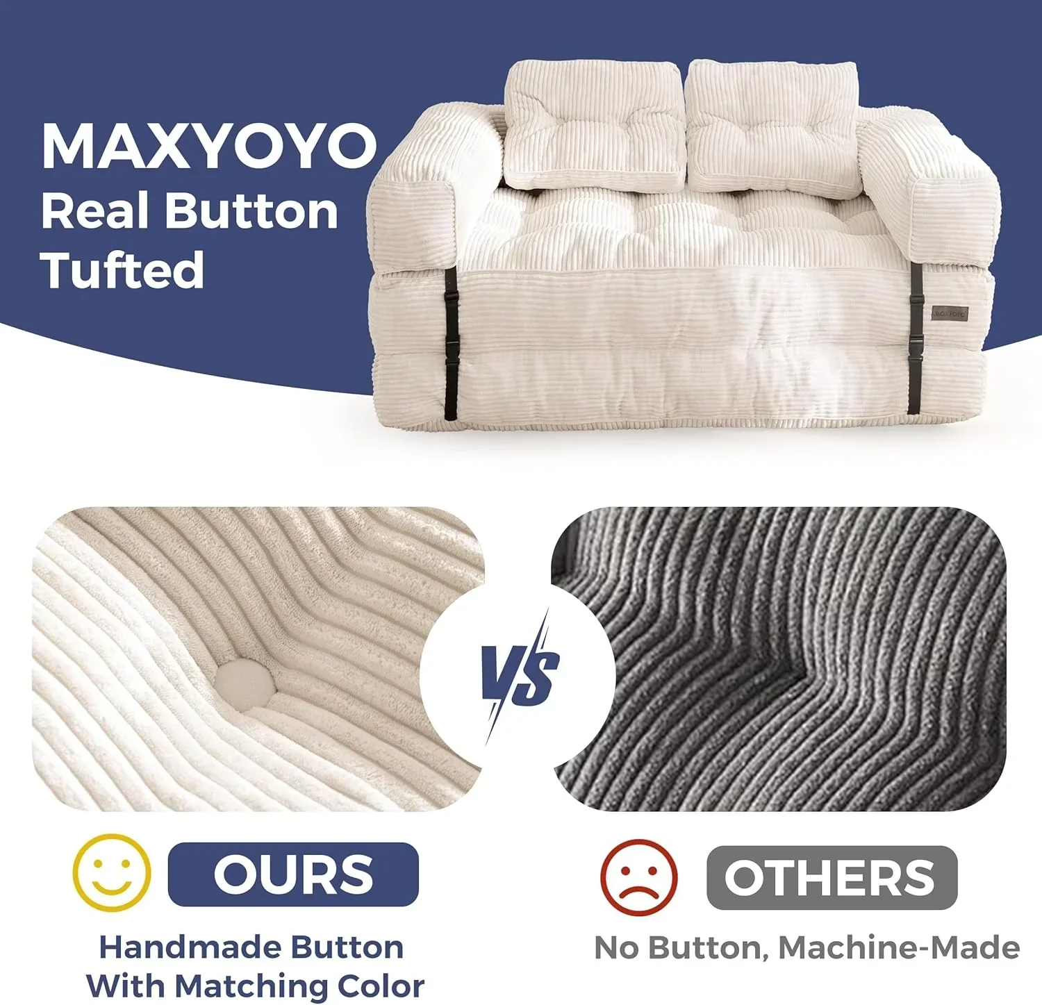 Folding Sofa Bed L-Shaped Convertible Sofa Bed with Armrests and Pillows