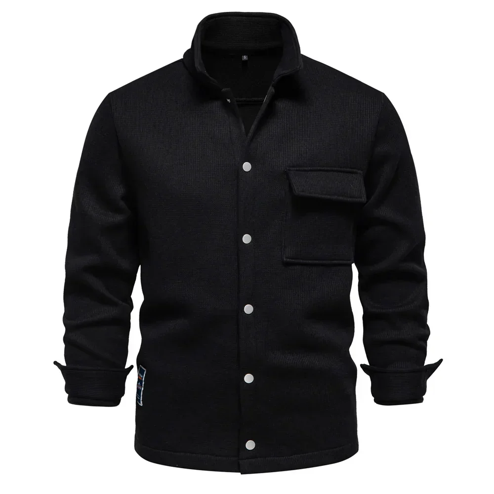 Herren-Winterjacke | Mit dickem Fleecefutter | Stehkragen mit Knopfleiste