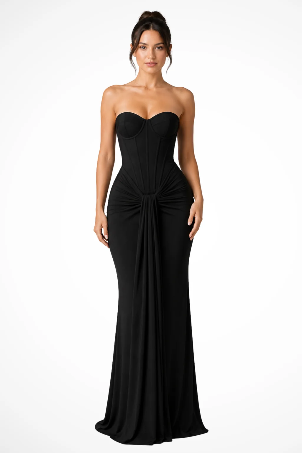 Spitzen-Korsett-Maxikleid f��r Damen �C Tr?gerlos & Drapiert f��r Hochzeitsg?ste