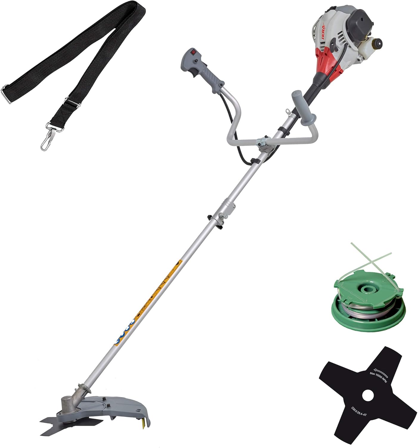 IKRA Benzin Freischneider Trimmer IBF 25-1 inkl. Fadenspule, 4-Zahn-Messer & Schultergurt