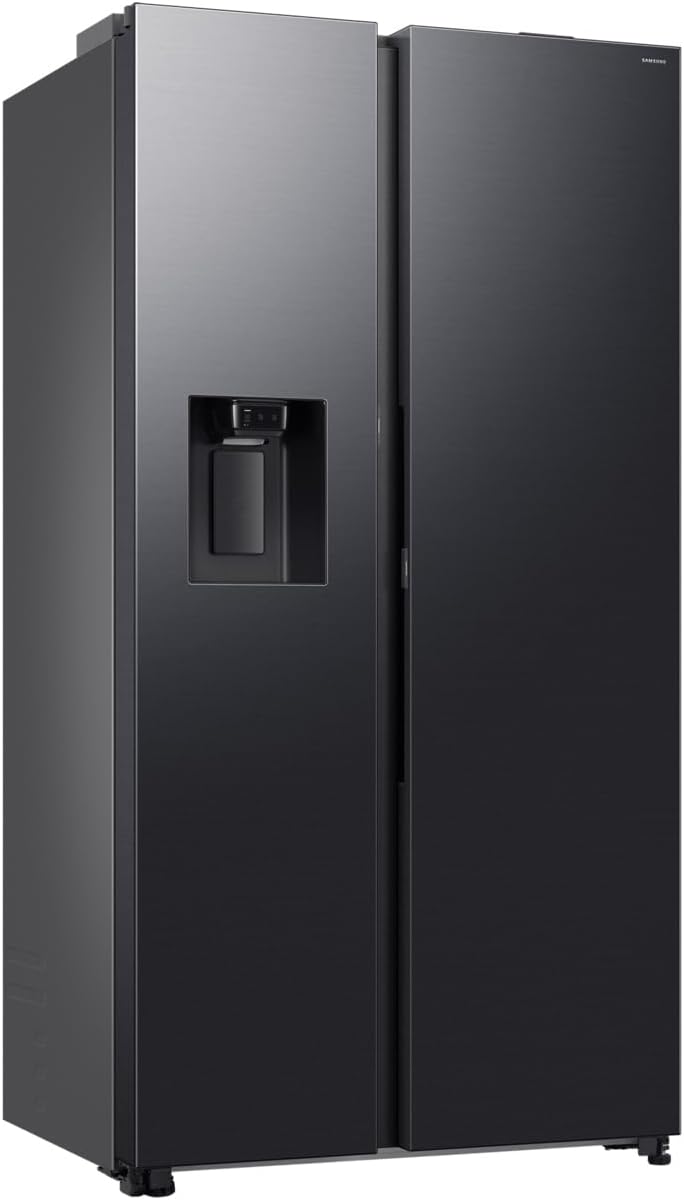 Samsung RS80F64KEFEF Side-by-Side Réfrigérateur congélateur AI 178,4 cm 634 L Distributeur de glace/eau avec raccordement à eau fixe, AI Voice Control & Energy Mode, Black Steel