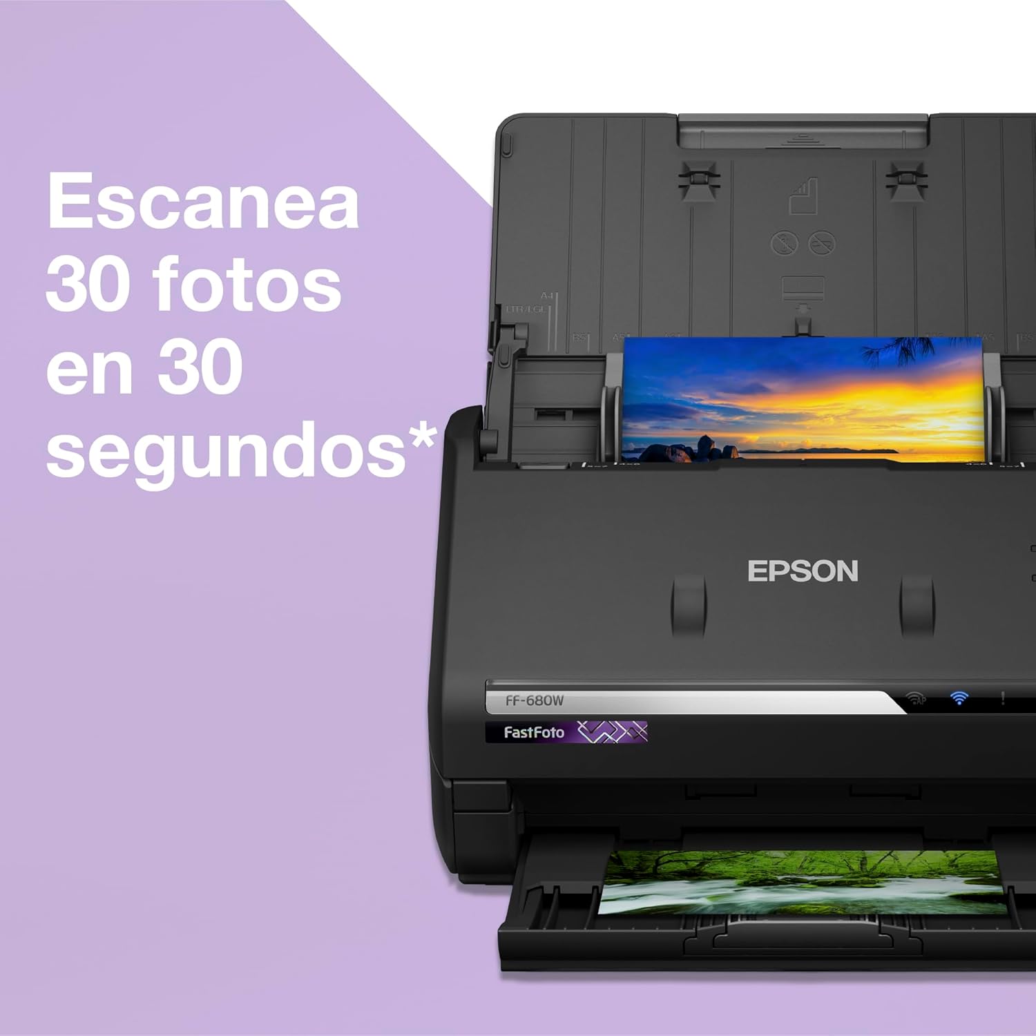 Epson WorkForce ES-580W Scanner, Dokumentenscanner (scannt ohne PC, 35 Seiten bzw. 70 Bildern pro Minute, bis DIN A4, beidseitiger Scan in einem Durchgang, automatische Ausrichtung) One size