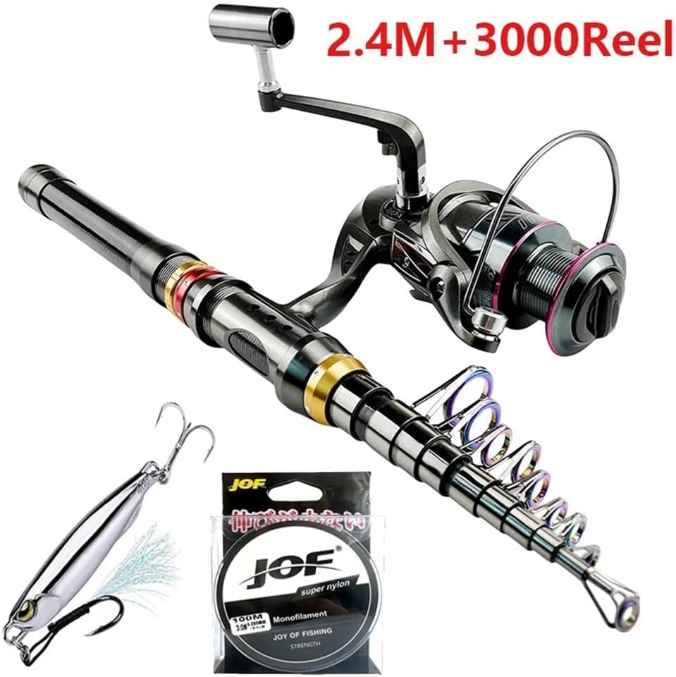 Angel, Teleskop Spinning Angelrute Reel Set 1,8-3,6 M Ultraleicht Metall Spool