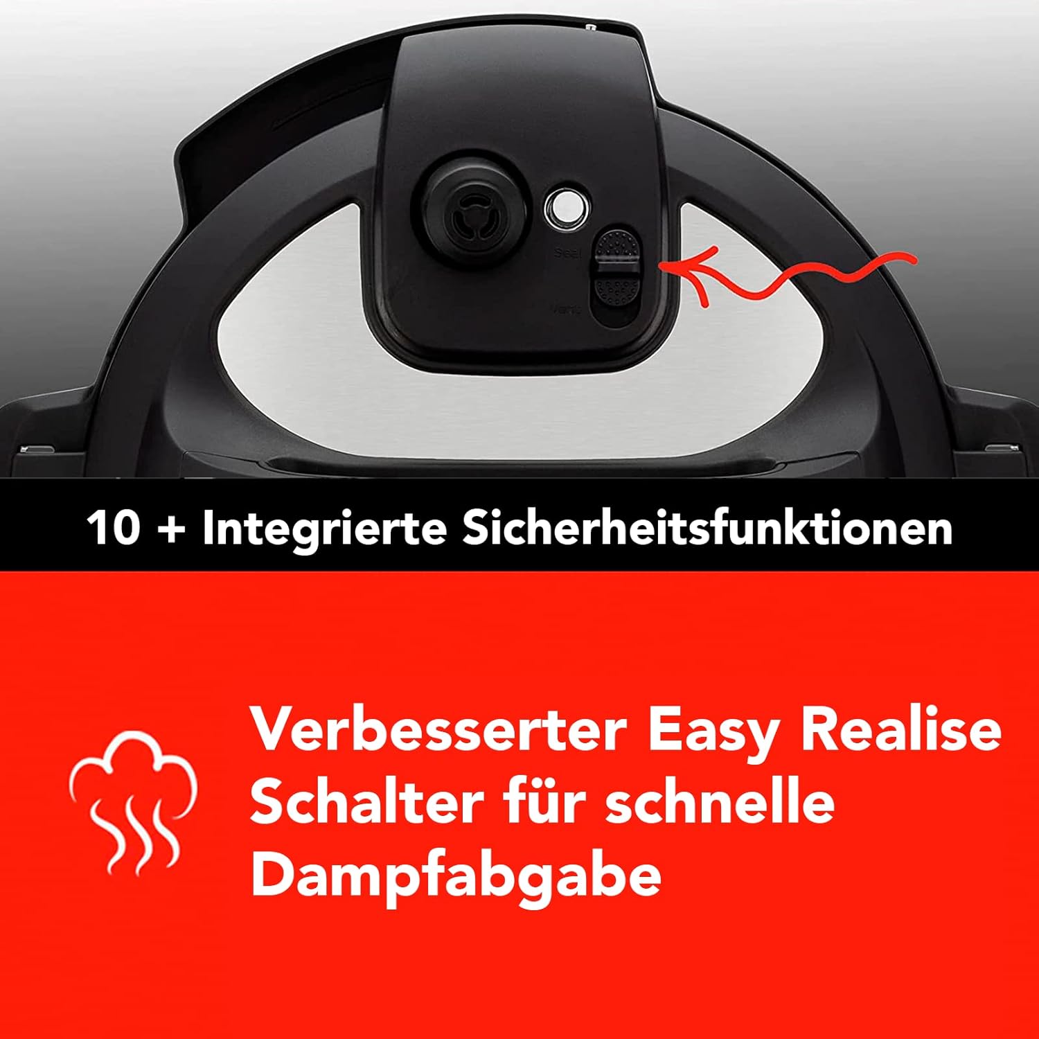 Instant Pot Pro 10-in-1-Elektro-Multikocher 1200 W, 5,7 L – Schnellkochtopf, Schongarer, Reiskocher, Dampfgarer, Sautierpfanne, Sterilisator, Joghurtbereiter, Sous Vide Gert – Schwarzer Edelstahl