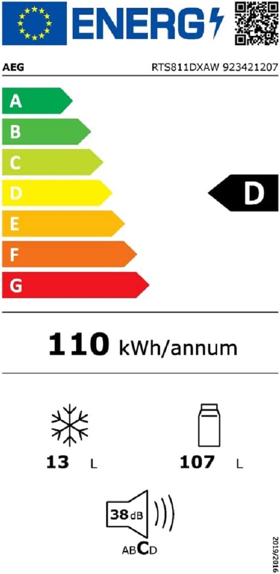 AEG RTS811DXAW Freistehender Tisch-Kühlschrank / 845 mm / 4-Sterne-Gefrierfach / 120 L / D