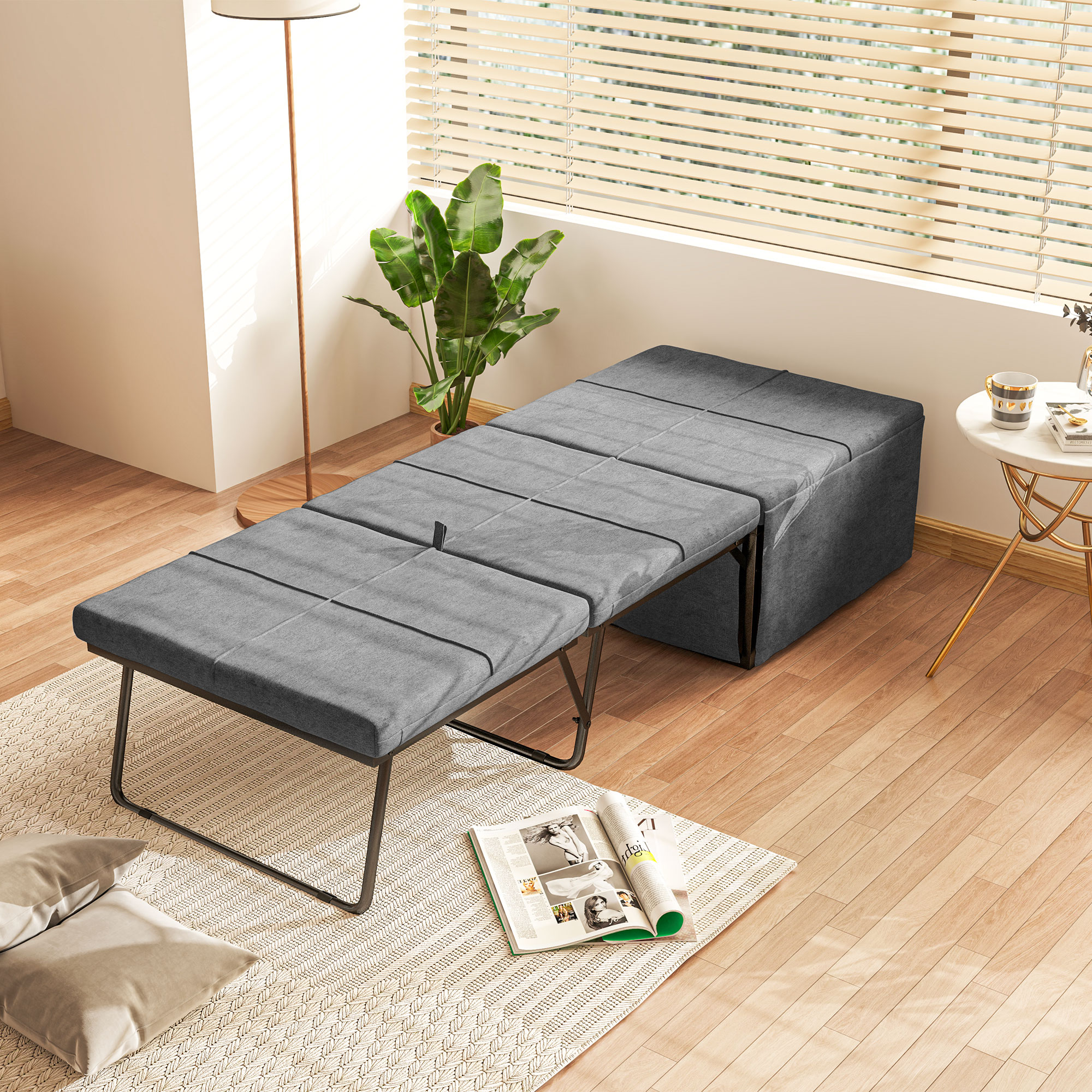 Opklapbaar Bed, met Matras en Stofhoes, 190 x 69 x 38,5 cm, Grijs