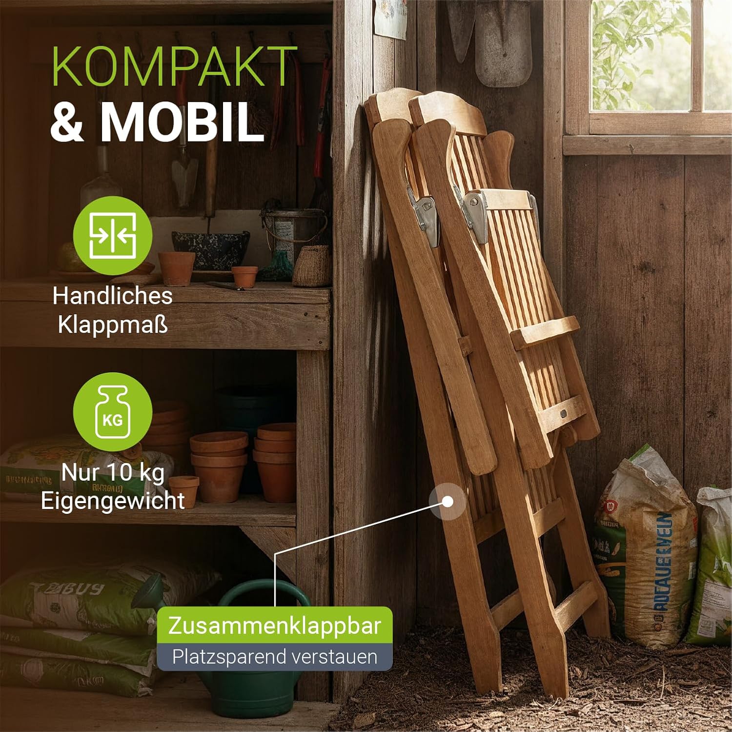 Juskys® Sonnenliege Evia - klappbar für Garten & Terrasse, geöltes Akazienholz für natürliche Optik & langlebige Nutzung, 196x54x95 cm in Natur