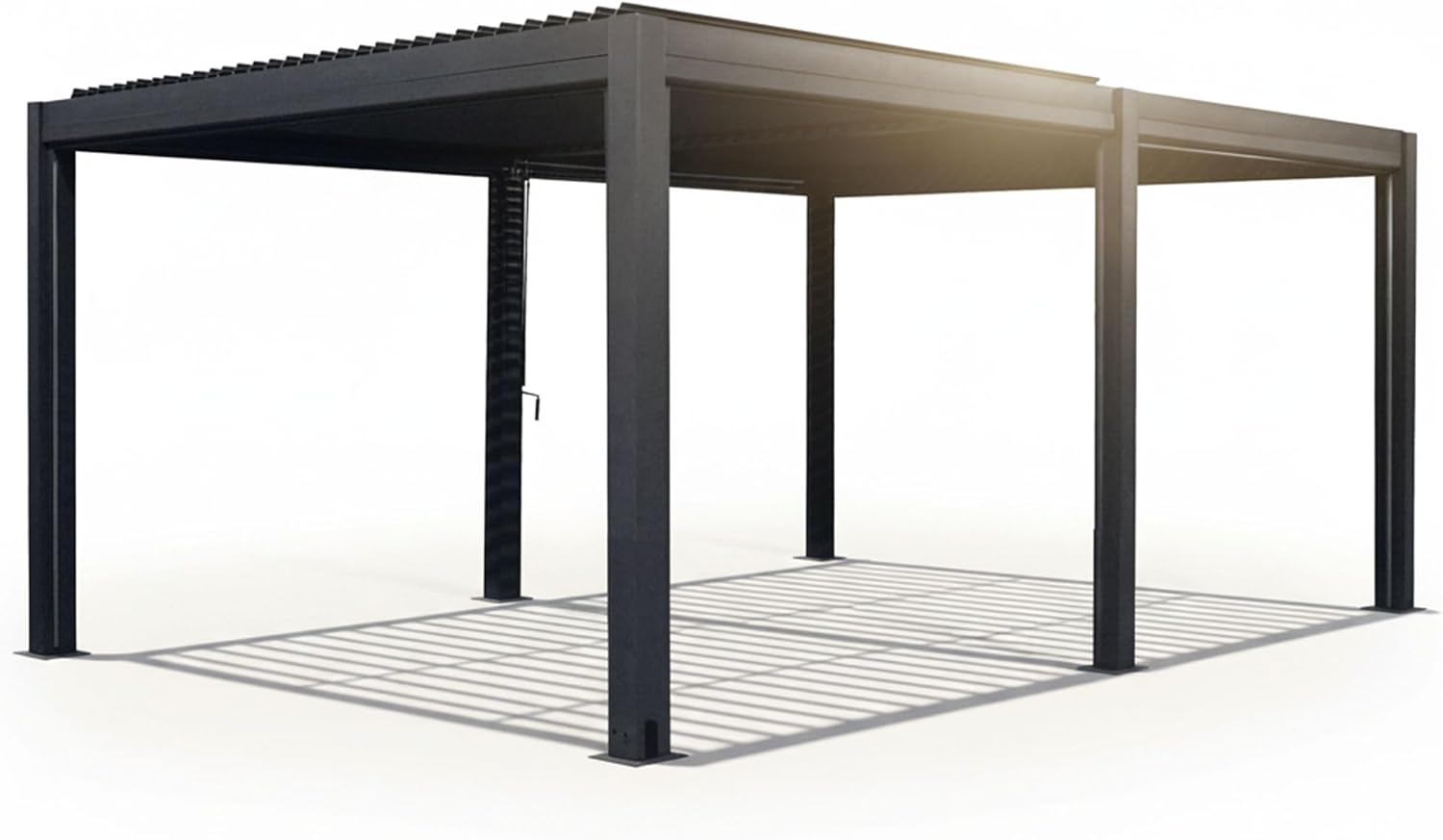 Lamellen Pergola Bioclimatic Aluminium | Pavillon verstellbares Lamellendach 4x3m wasserdicht | freistehend anthrazit pulverbeschichtet