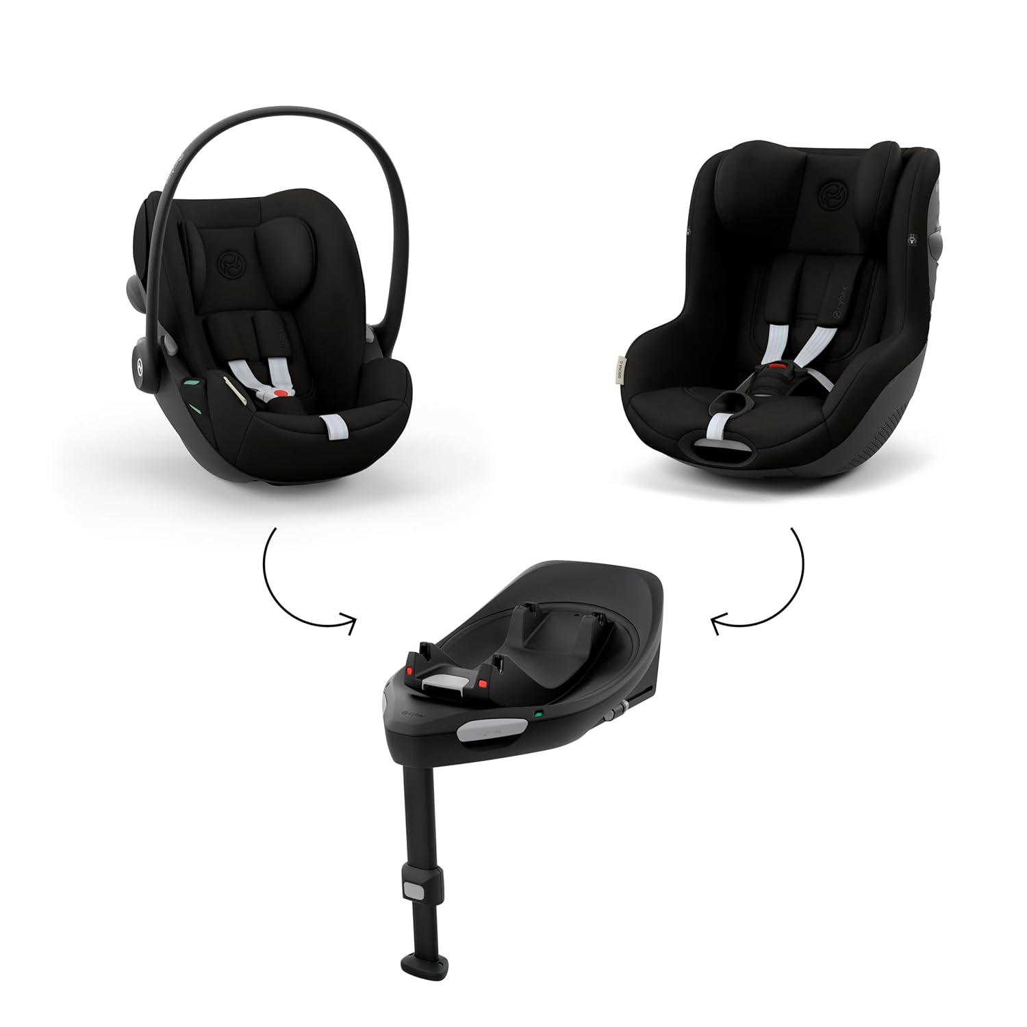 CYBEX Gold Babyschale Cloud G i-Size Comfort, Inkl. Neugeboreneneinlage, Ab Geburt bis ca. 24 Monate, Für Kinder ab 40 cm bis 87 cm, Max. 13 kg, Moon Black
