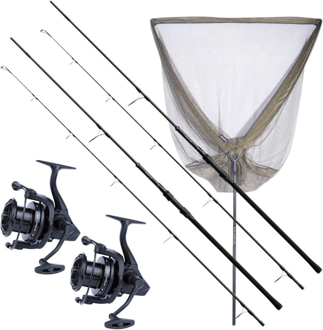 Sonik Xtractor+ 2 Rod Carp Kit 9ft (3.00lb) (Ruten + Rollen + Kescher) | Karpfenset