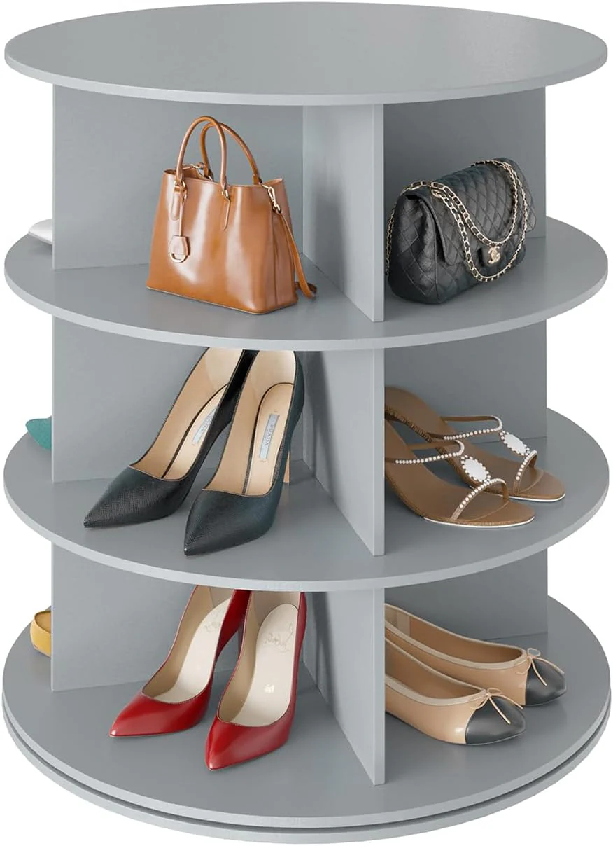 SpaceAid 7 Tier Rotating Shoe Rack Tower, Spinning Shoe Display Lazy Susan