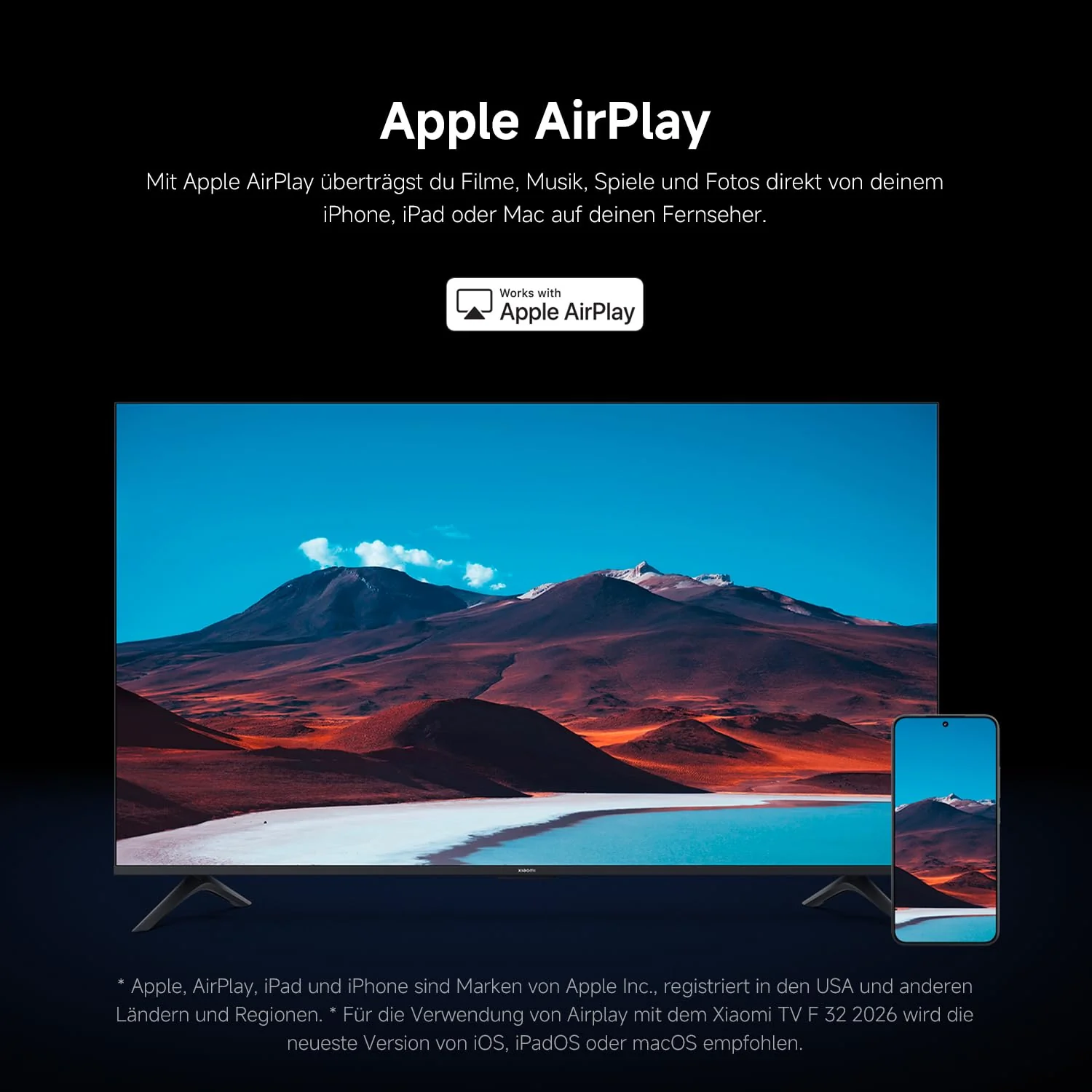 Xiaomi TV F 32, 32 Zoll (81 cm), HD, Smart TV, Fire OS7, Triple Tuner DVB-C/S/S2/T/T2, Dolby Audio™, DTS Virtual:X, DTS-HD, Sprachsteuerung mit Alexa, Kompatibel mit Apple AirPlay