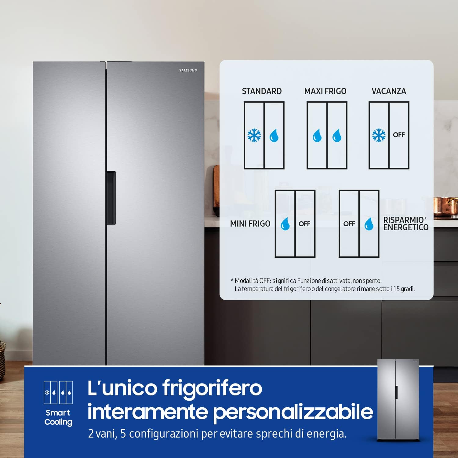 Samsung RS66A8101SL/EF Réfrigérateur Side by Side - Réfrigérateur 409L, Congélateur 243L, 358 kWh/An