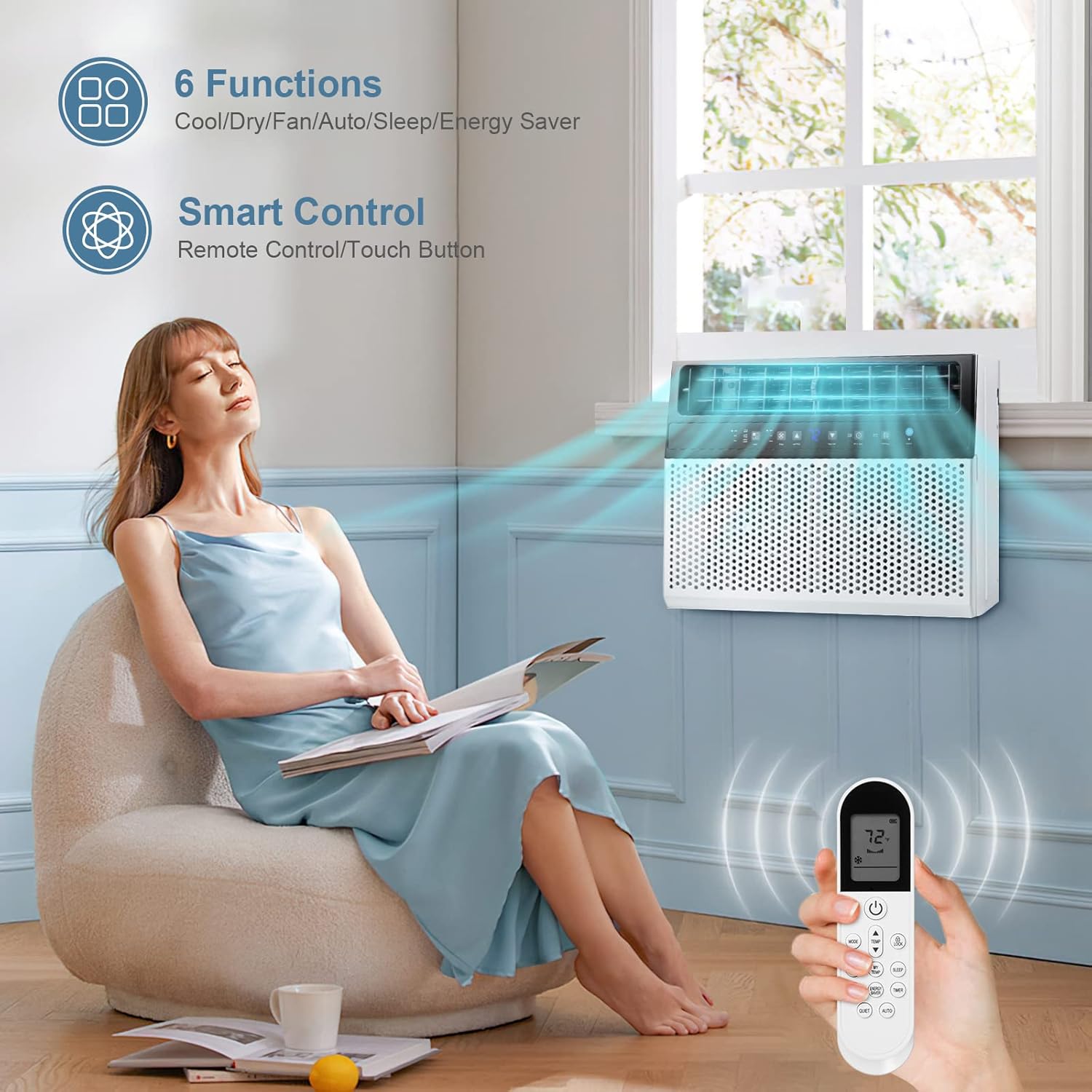 Antarctic Star - 12.000 BTU Fensterklimageräte mit 6 24-Stunden-Timer-Modi, U-förmige Fensterklimaanlage, kühlt bis zu 550 Fuß