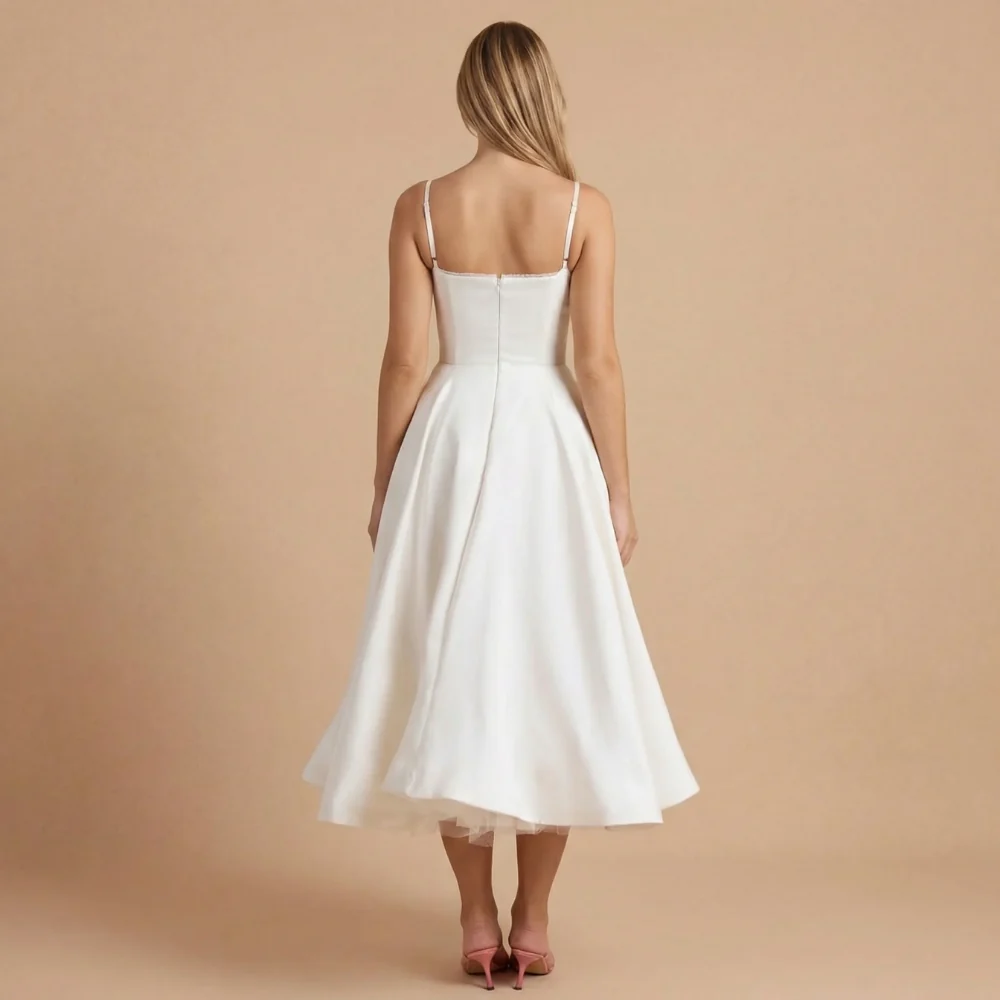 Damen Cocktail-Midikleid mit Herzausschnitt und ausgestelltem Rock