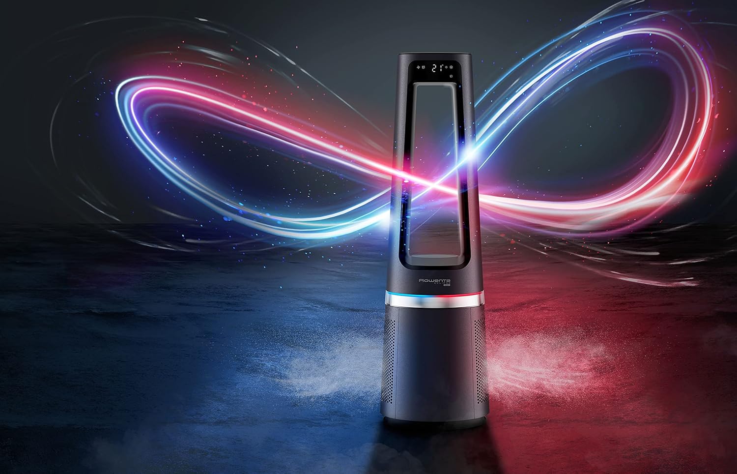 Rowenta QU5062 Eclipse 3in1 Luftreiniger, Heizlüfter, Ventilator, filtert 99,9% der Partikel, für 30 m2 Raumgröße, schnelle Heizung bis zu 35°C, automatischer Tag- und Nachtmodus, Schwarz/Grau